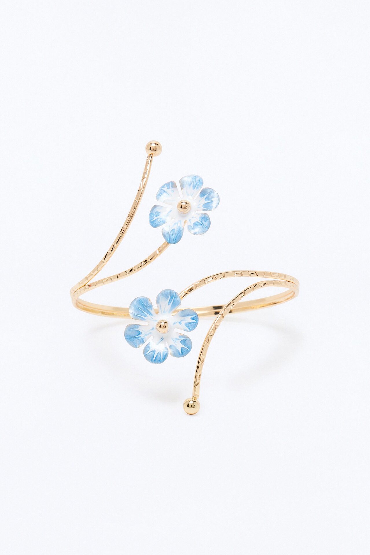 Twisted Vine Floral Hardware Arm Cuff - Gold/Blue