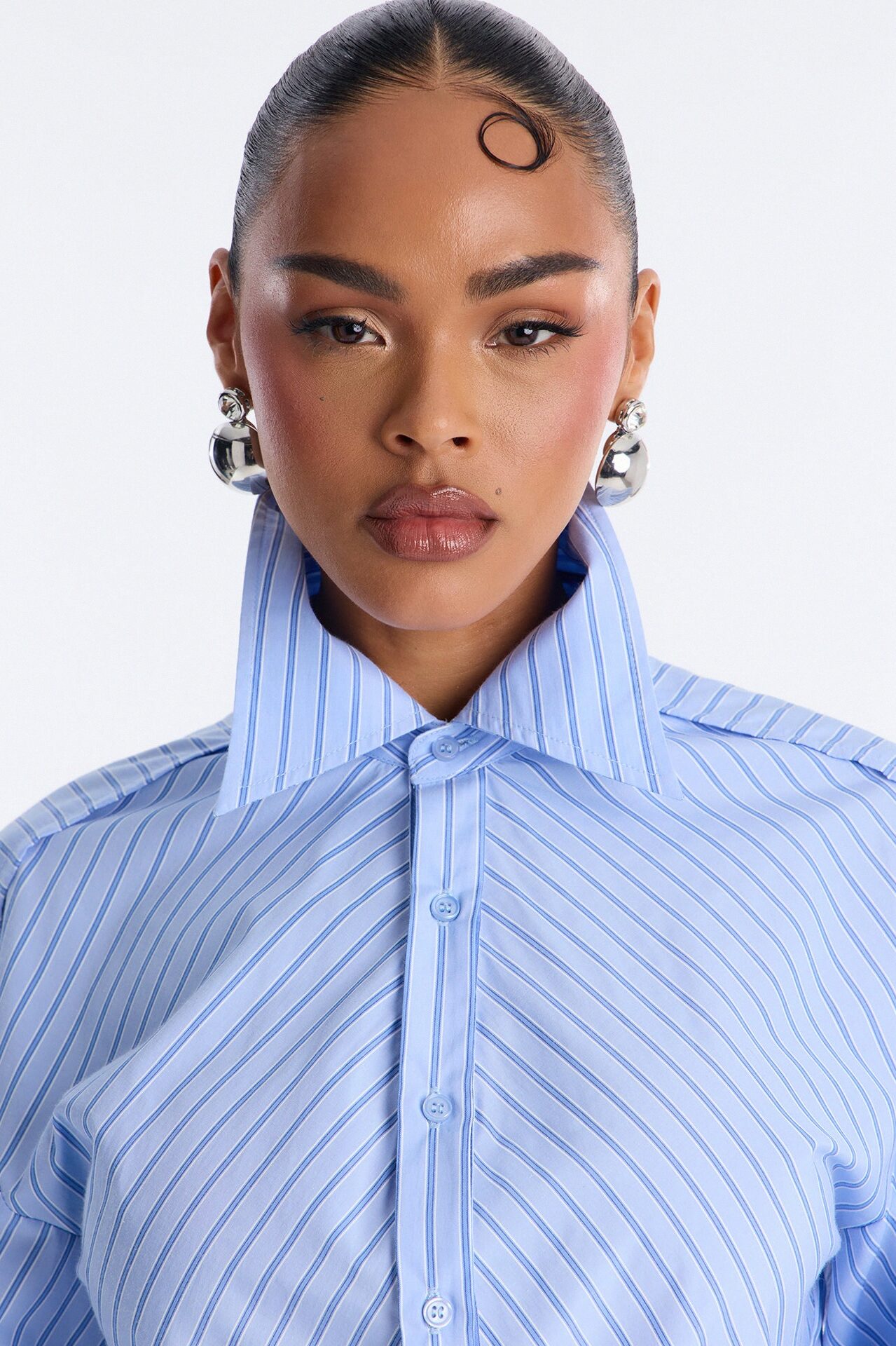 Doing The Most Striped Poplin Shirt - Blue/combo