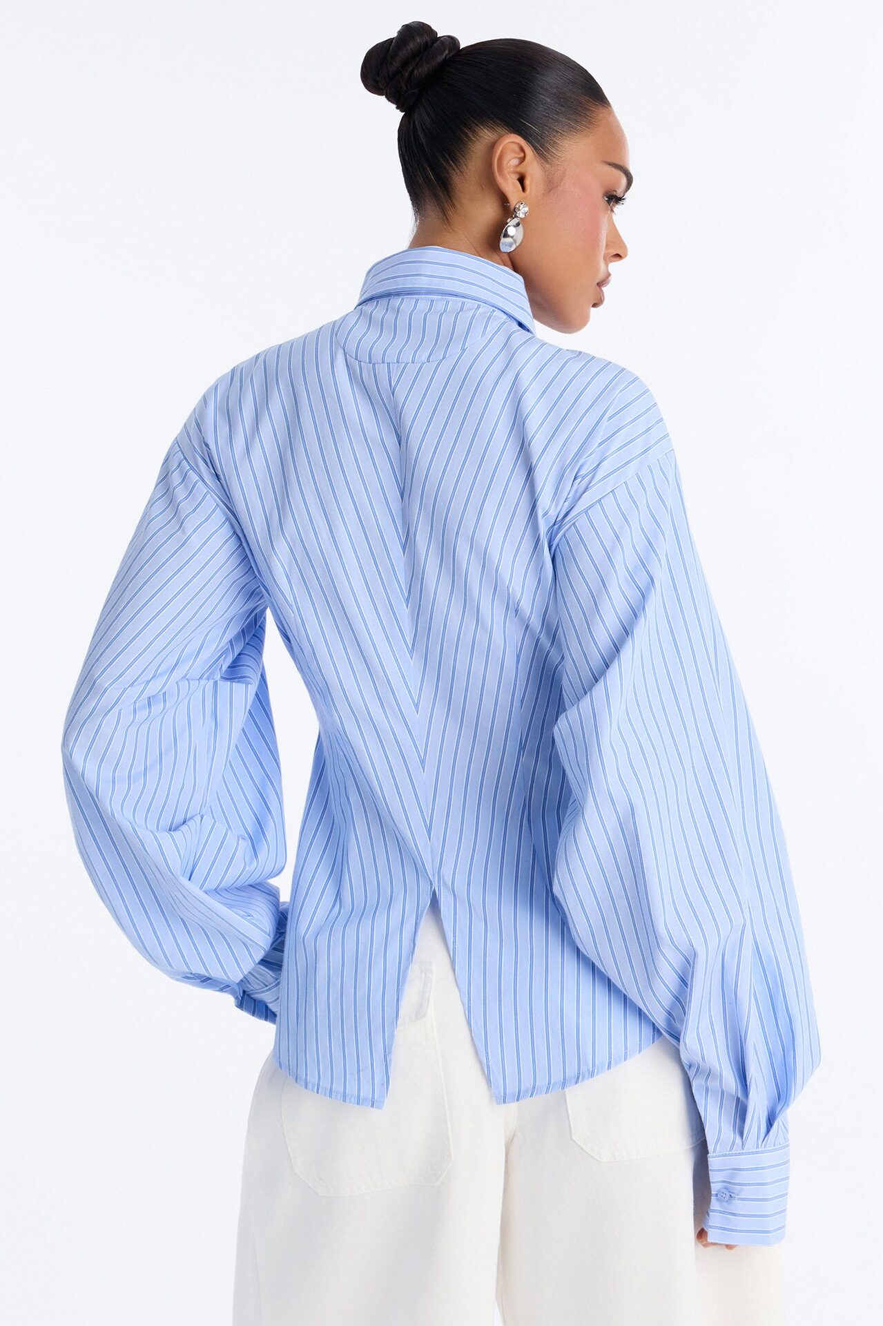 Doing The Most Striped Poplin Shirt - Blue/combo
