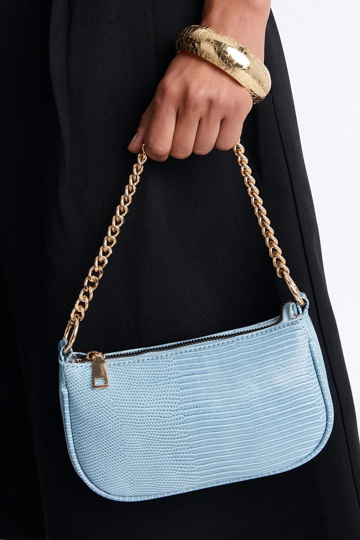 No Baggage To Carry Faux Leather Bag - Blue
