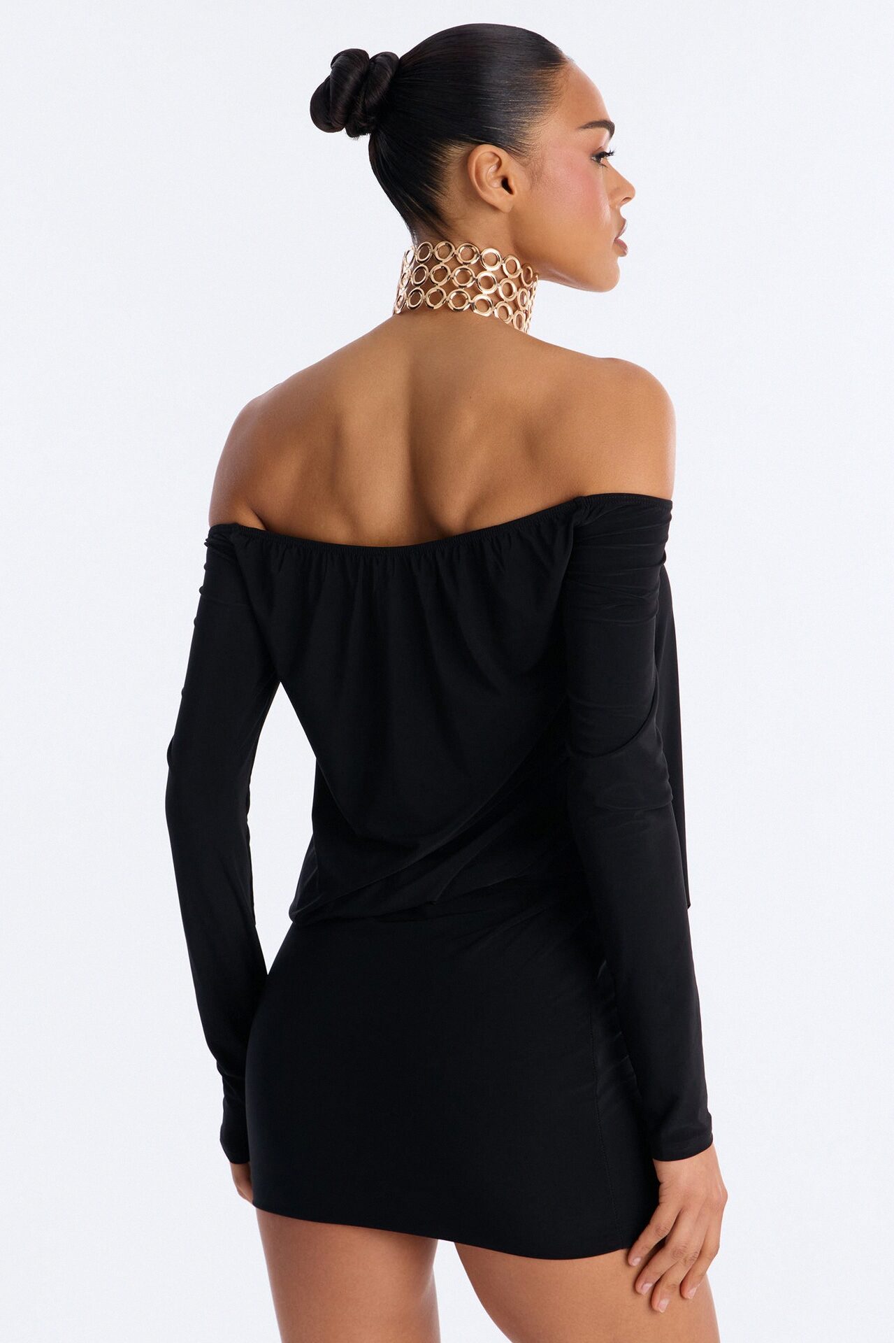 For The Plot Off Shoulder Mini Dress - Black