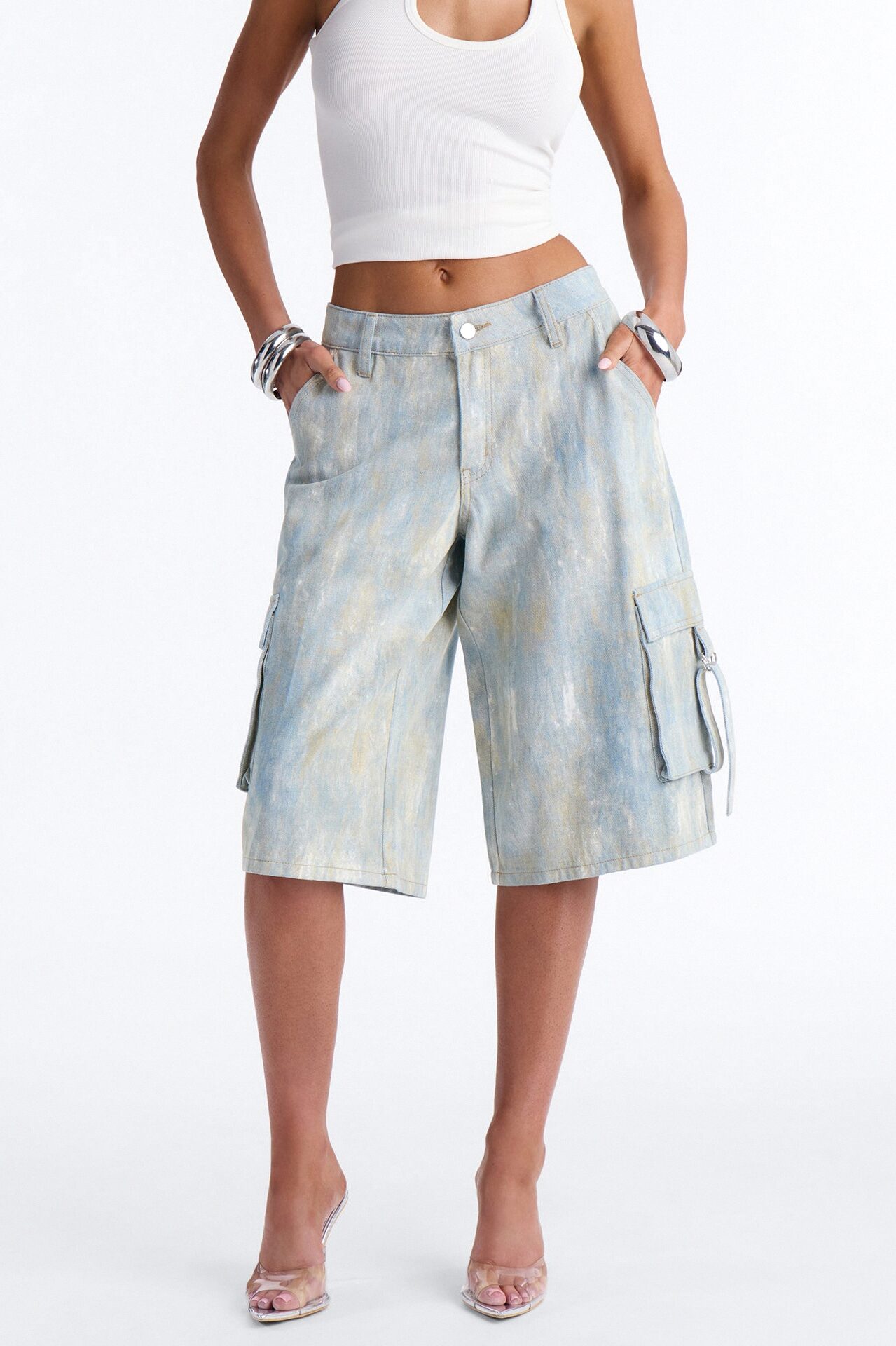Spring Chaos Cargo Bermuda Short - Blue/combo