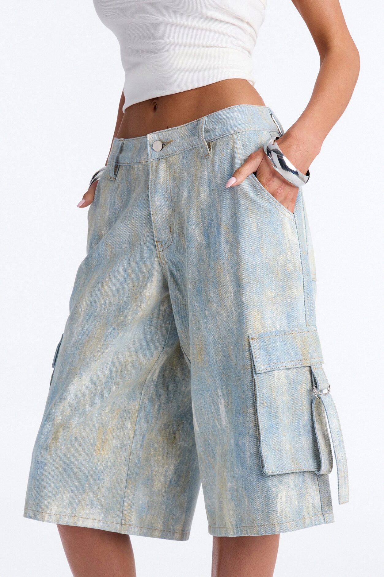 Spring Chaos Cargo Bermuda Short - Blue/combo