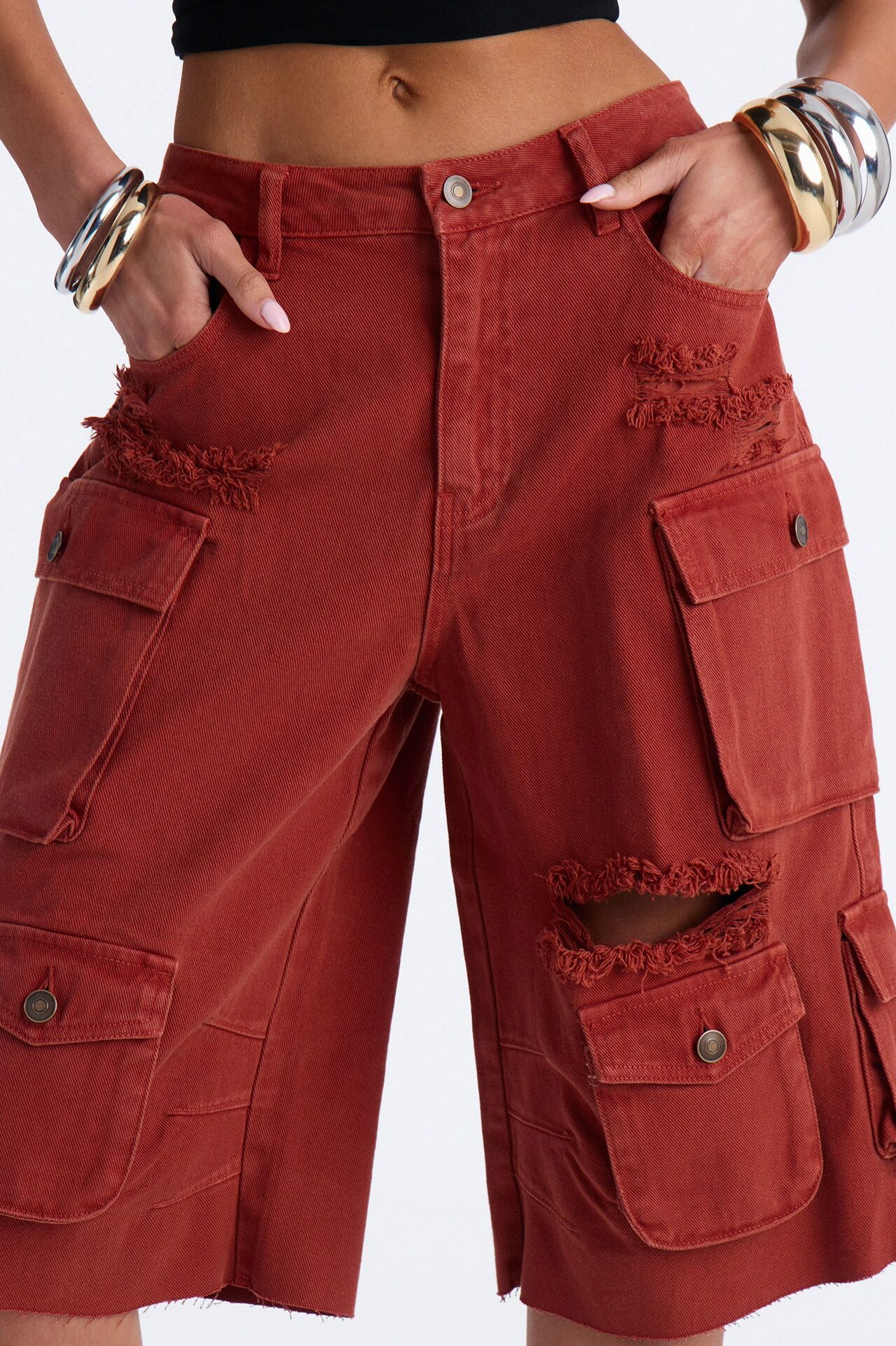 Don't Make Me Wait Cargo Bermuda Short - Rust