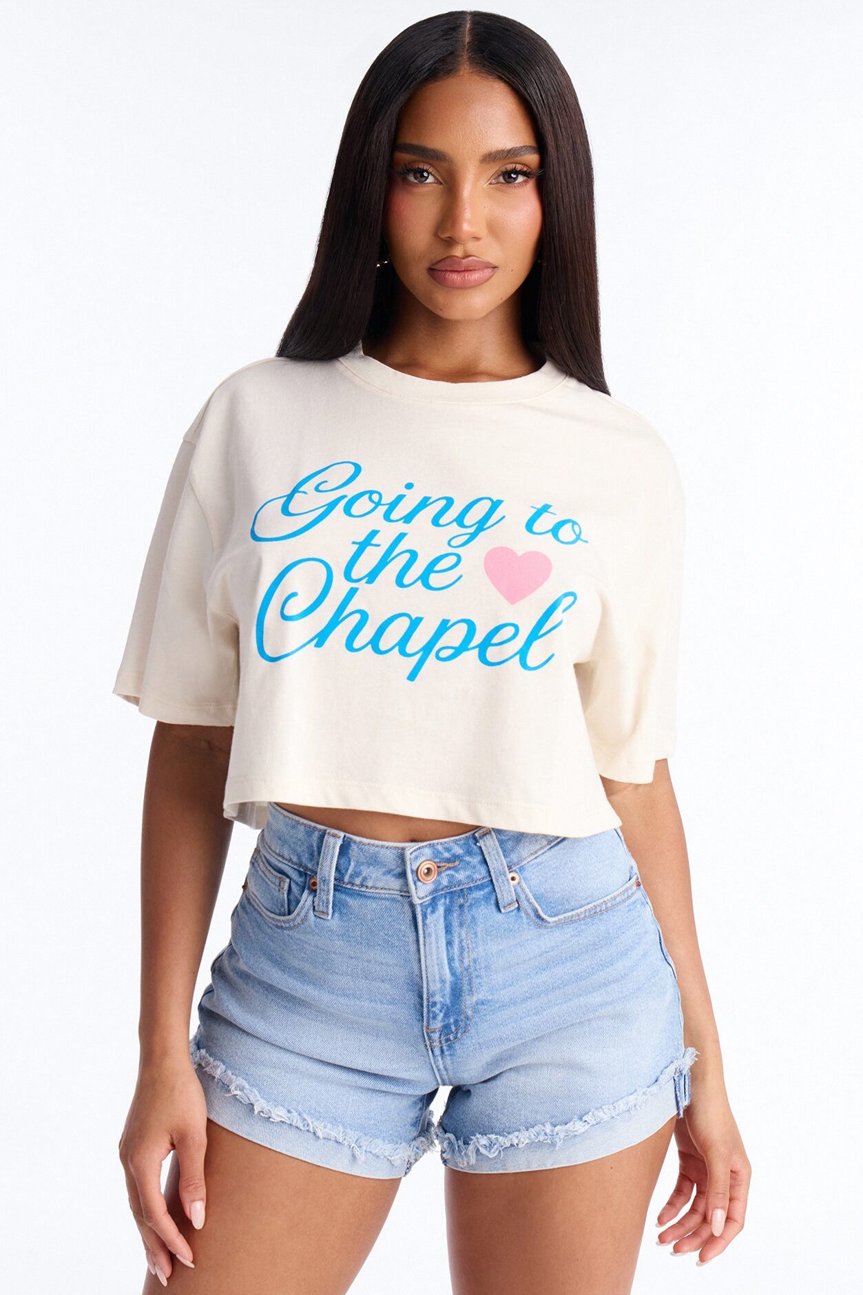 Going To The Chapel Baby Tee - Cream