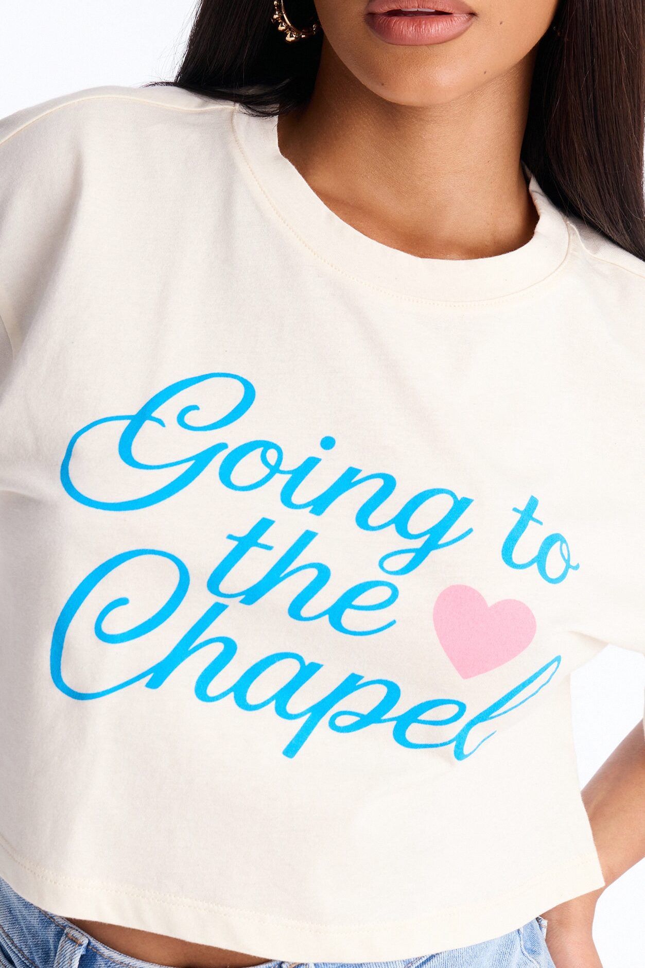 Going To The Chapel Baby Tee - Cream