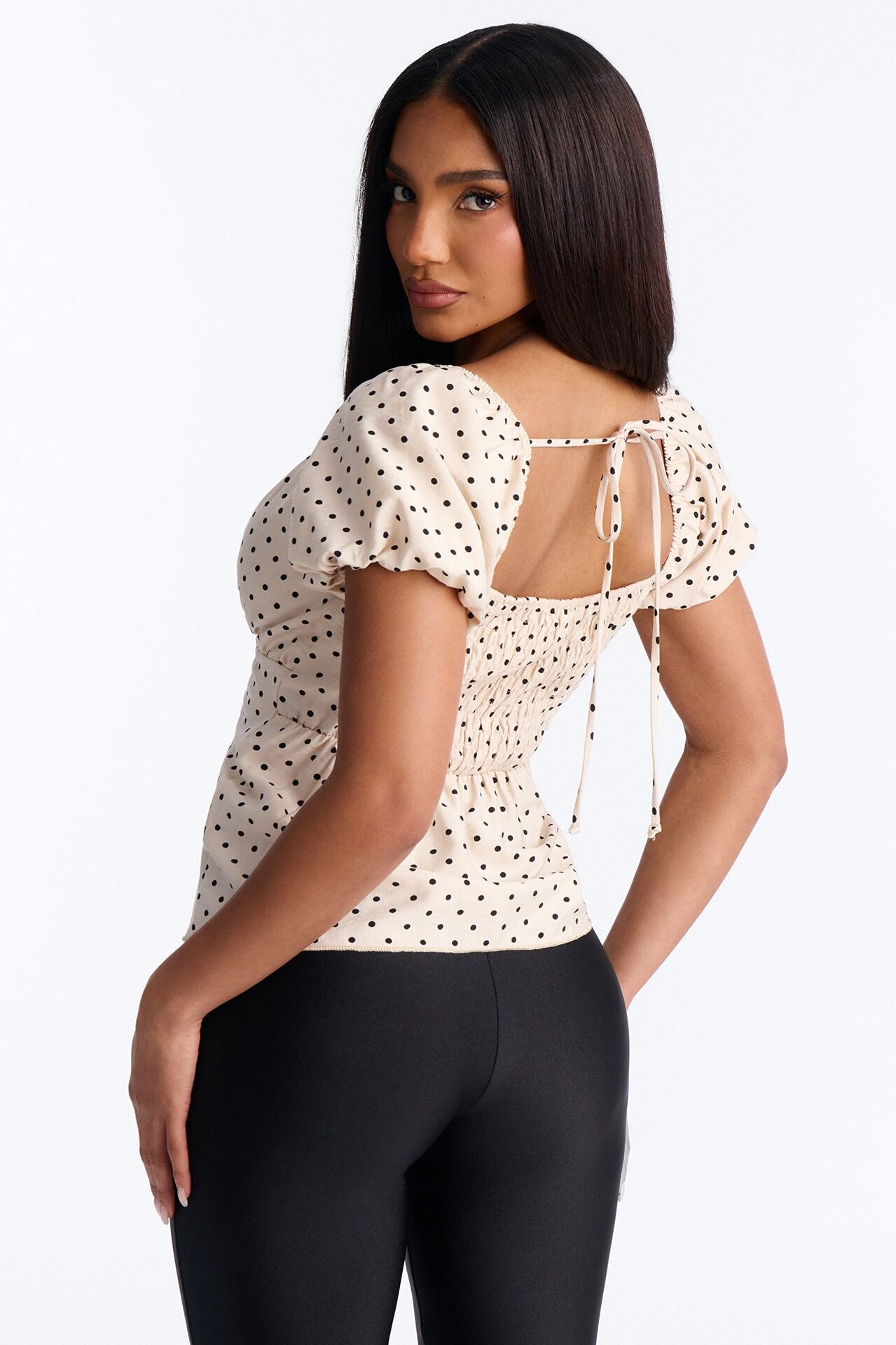 Clancy Polka Dot Babydoll Top - White/Black