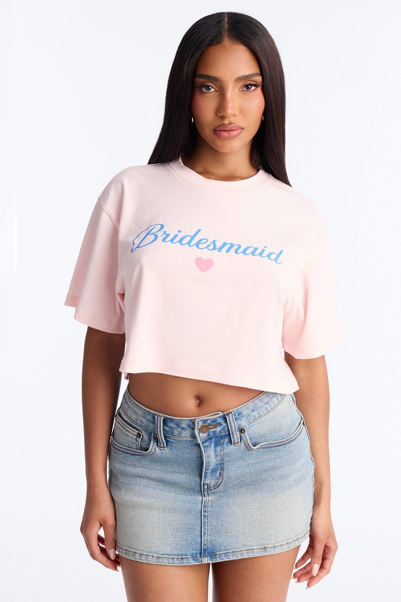 Bridesmaid Vibes Copped Tee - Pink