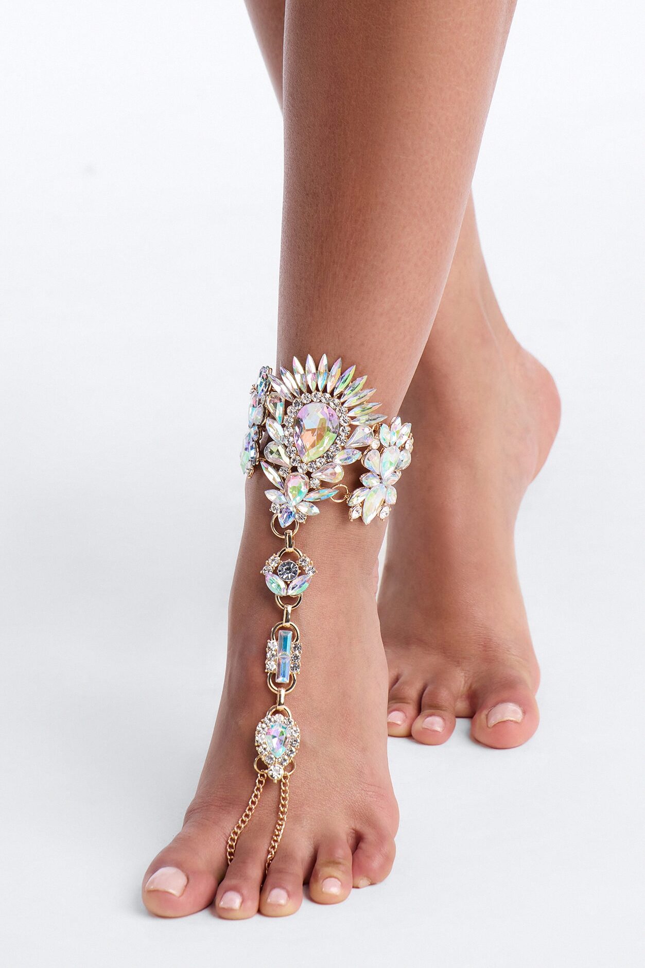 Dazzling Dancer 2 Piece Toe Chain Set - Gold