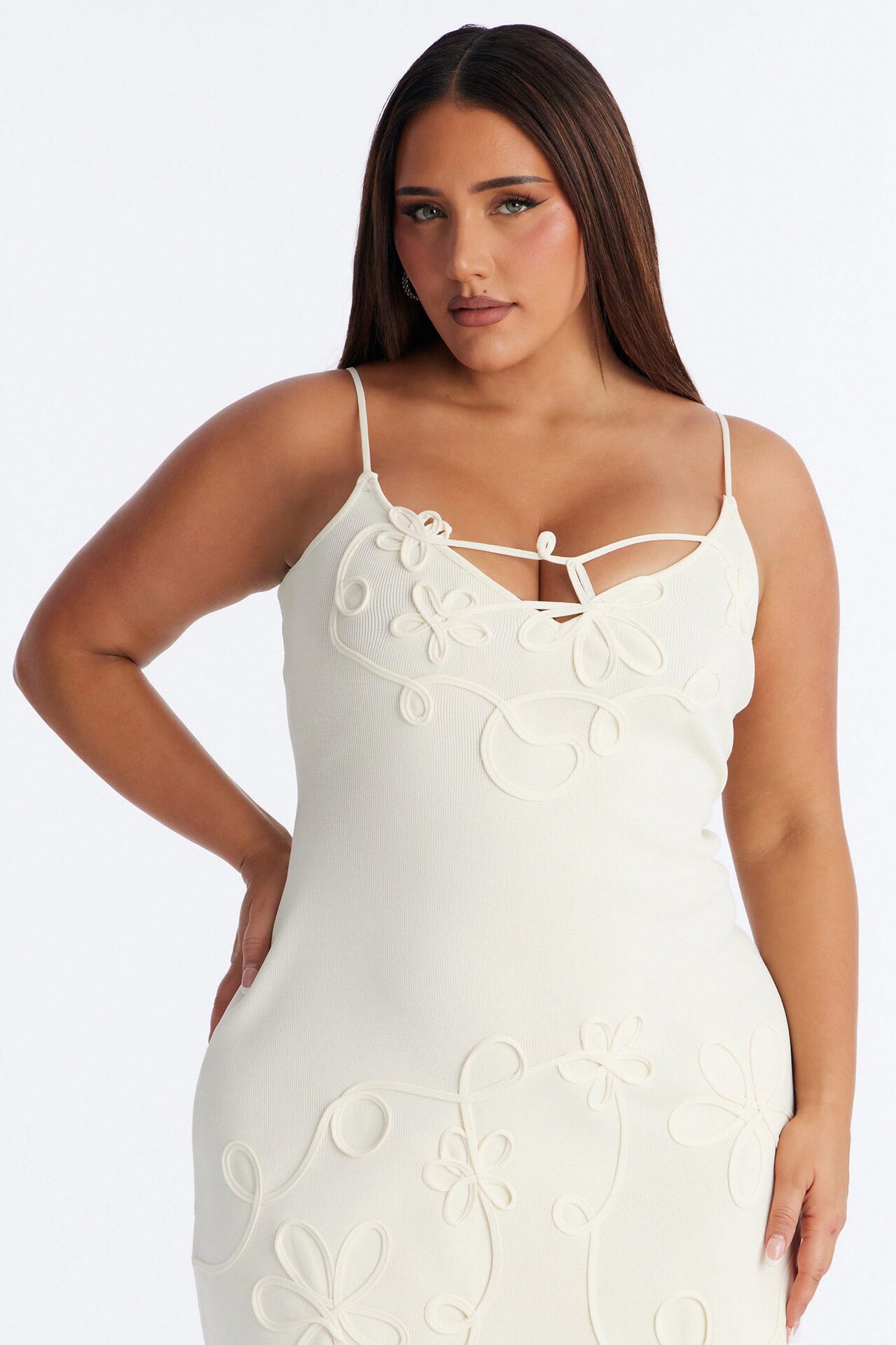 Carolina Floral Sweater Mini Dress - Cream