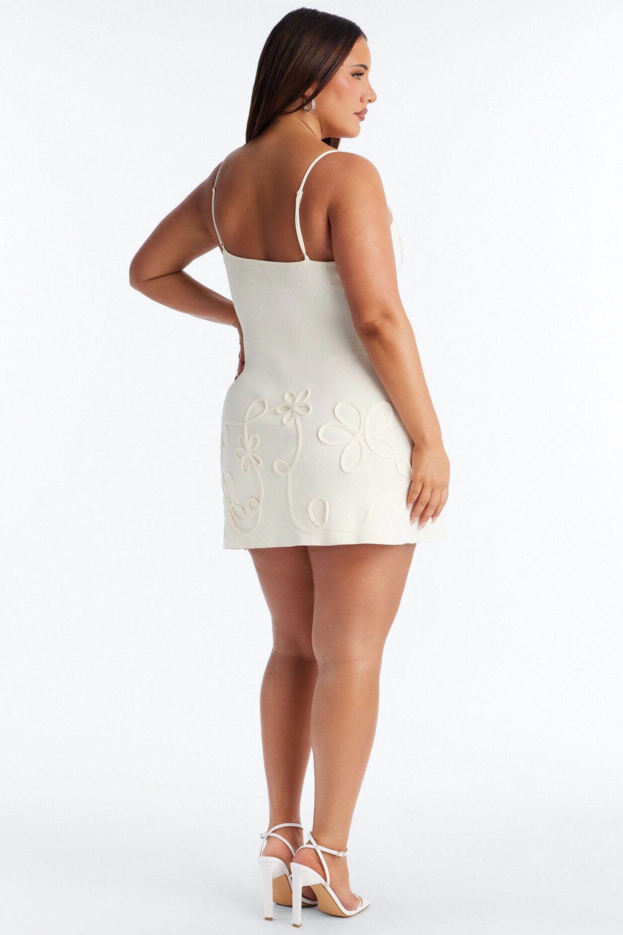 Carolina Floral Sweater Mini Dress - Cream