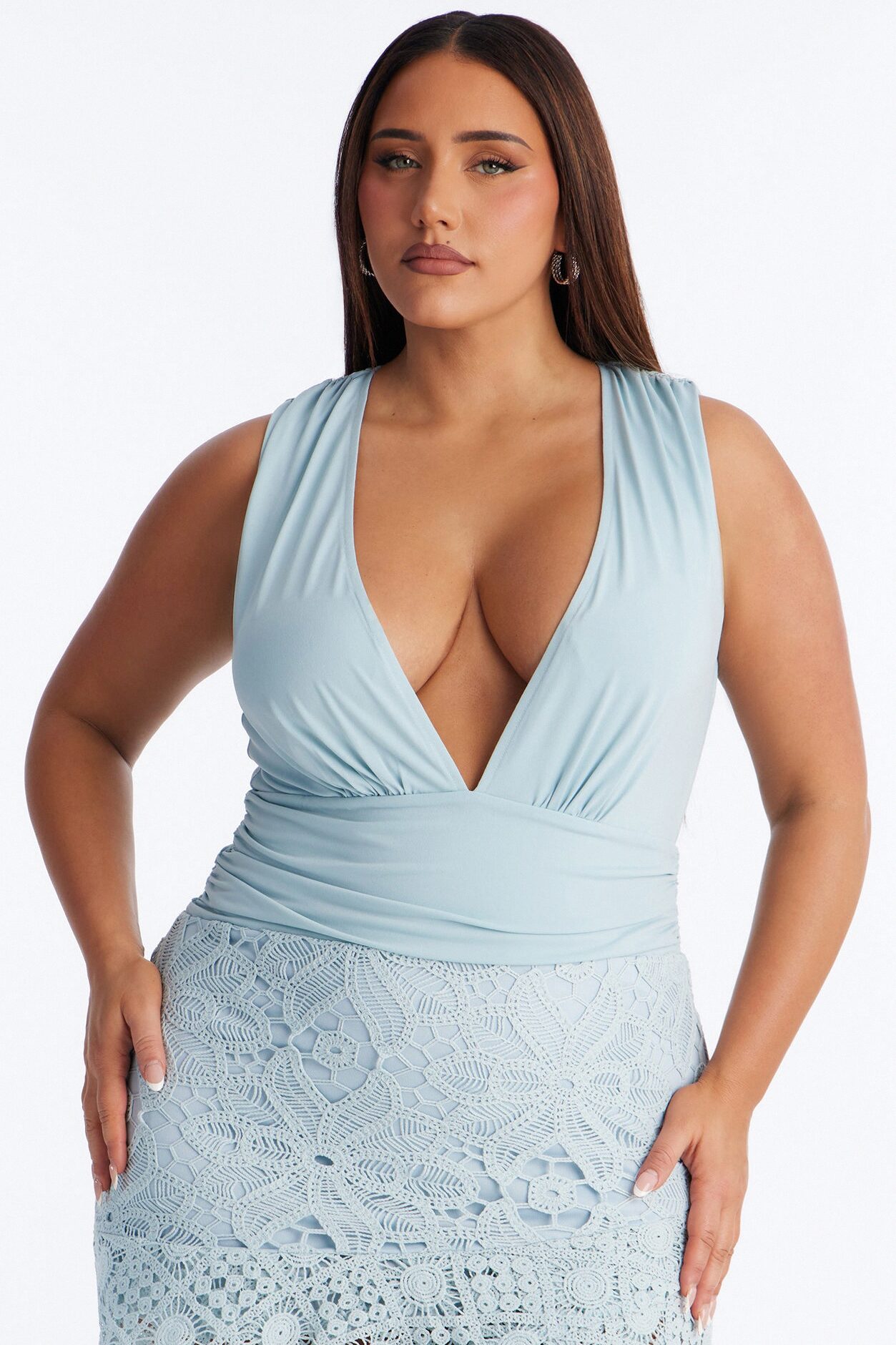 Mariah Sleeveless Crochet Mini Dress - Blue