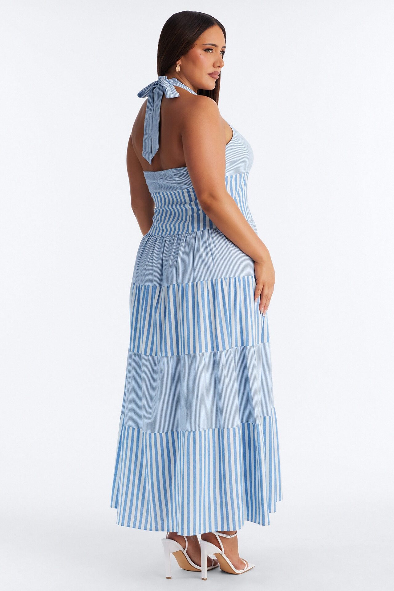Casual Days Halter Linen Maxi Dress - Blue/combo