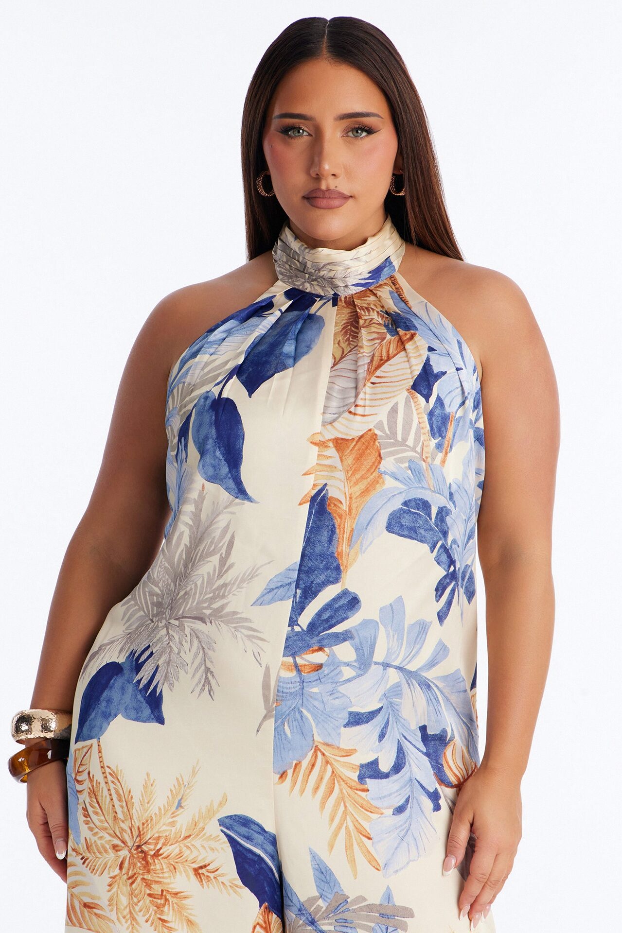 Sunset Party Backless Wide Leg Jumpsuit - Blue/combo