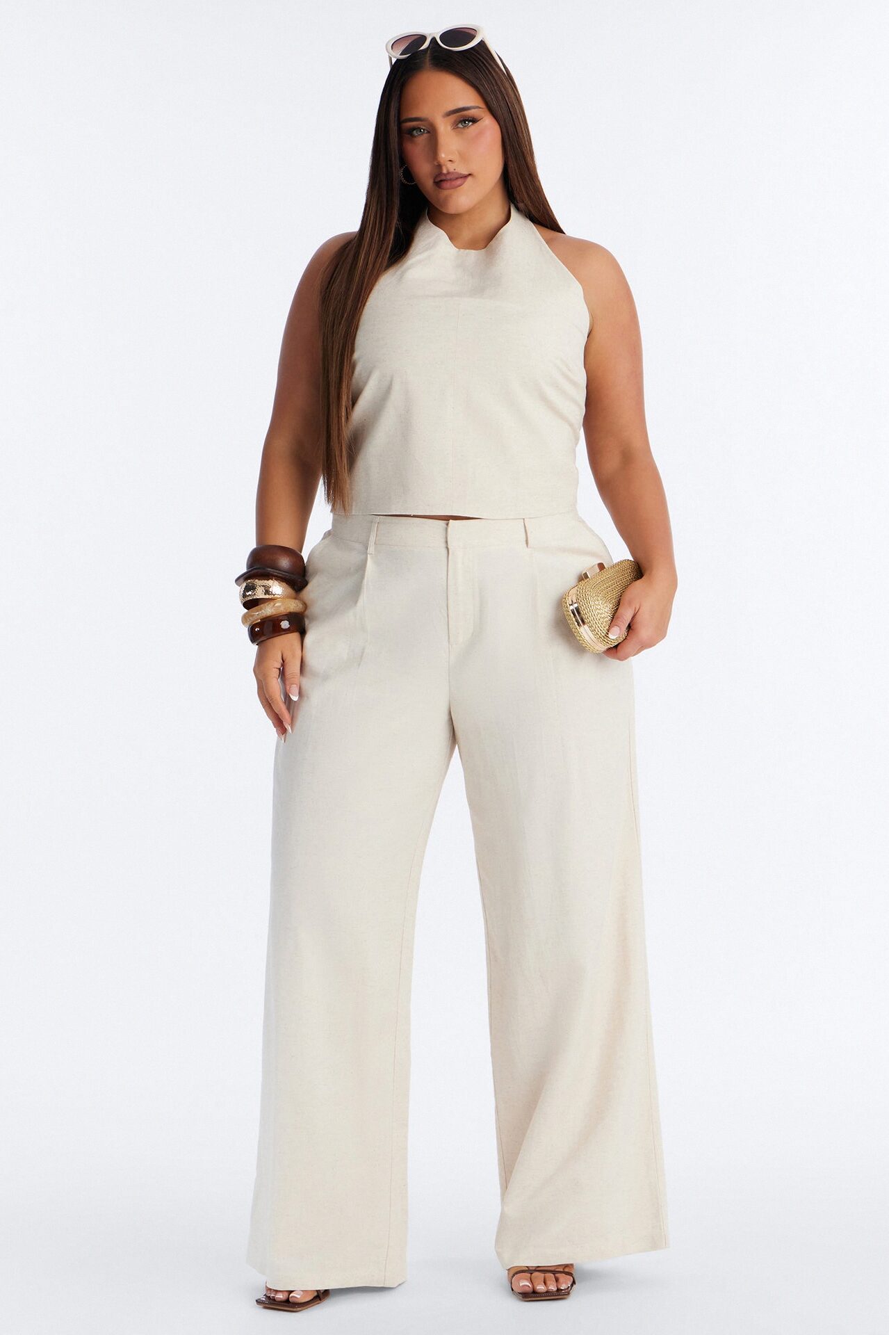 Ocean Breeze Linen Low Rise Pant 33″ - Stone