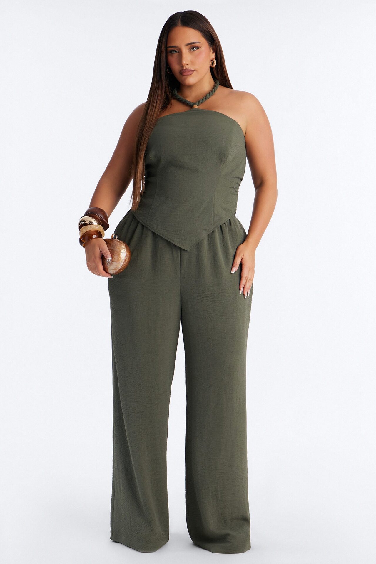 Mariana Halter Pant Set - Olive
