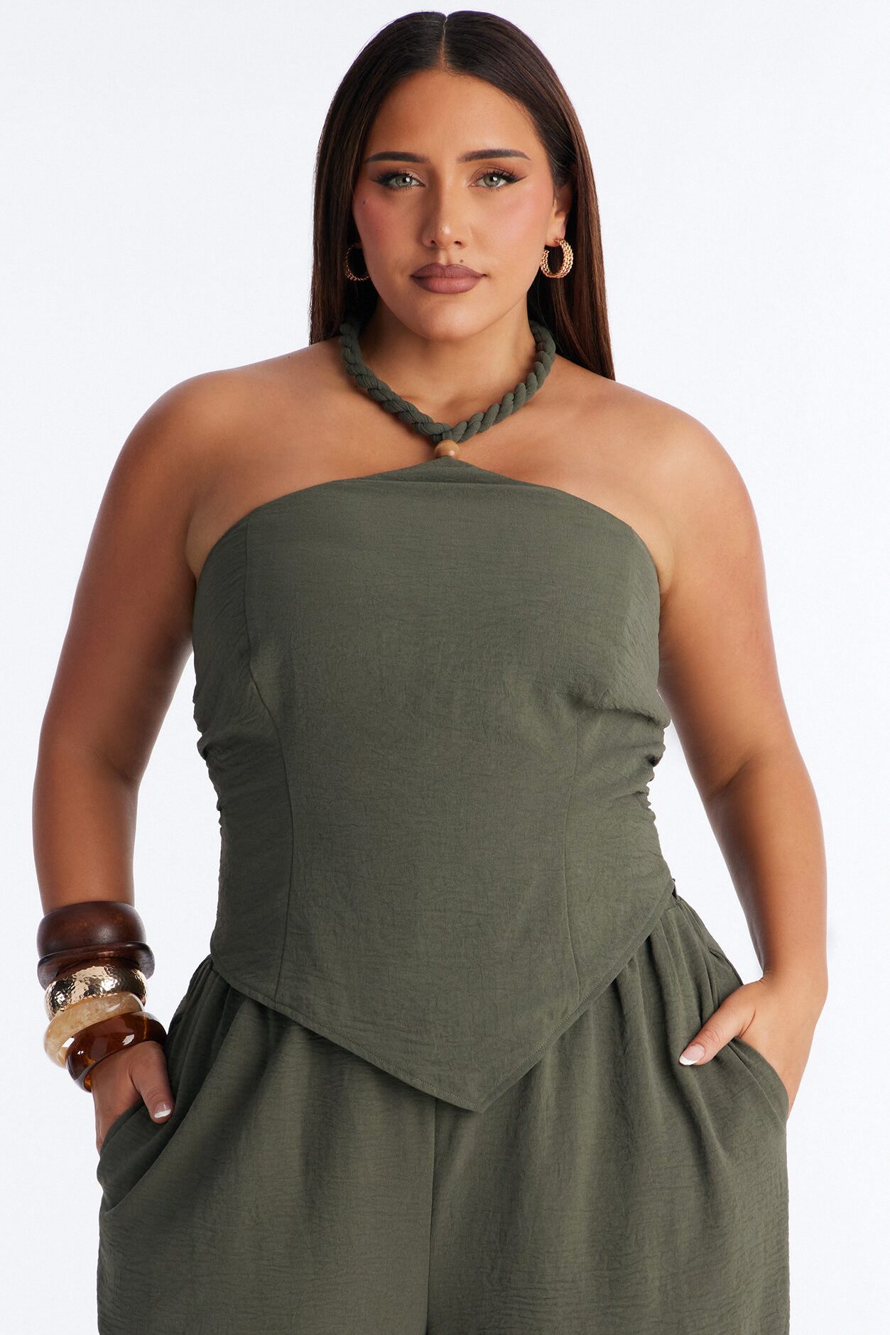 Mariana Halter Pant Set - Olive
