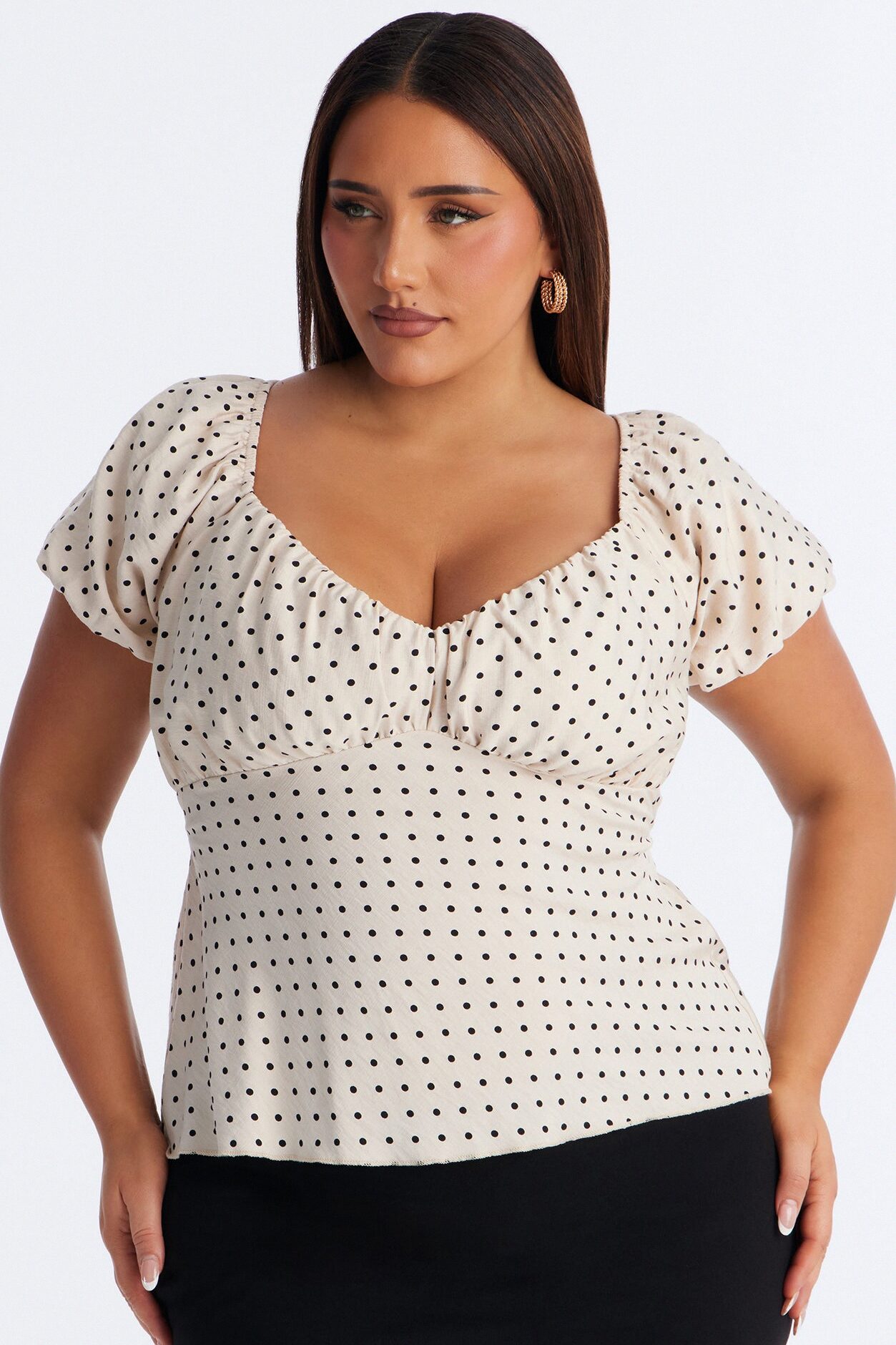 Clancy Polka Dot Babydoll Top - White/Black