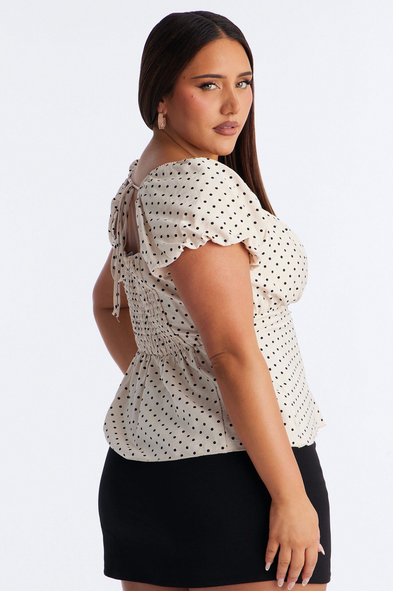 Clancy Polka Dot Babydoll Top - White/Black
