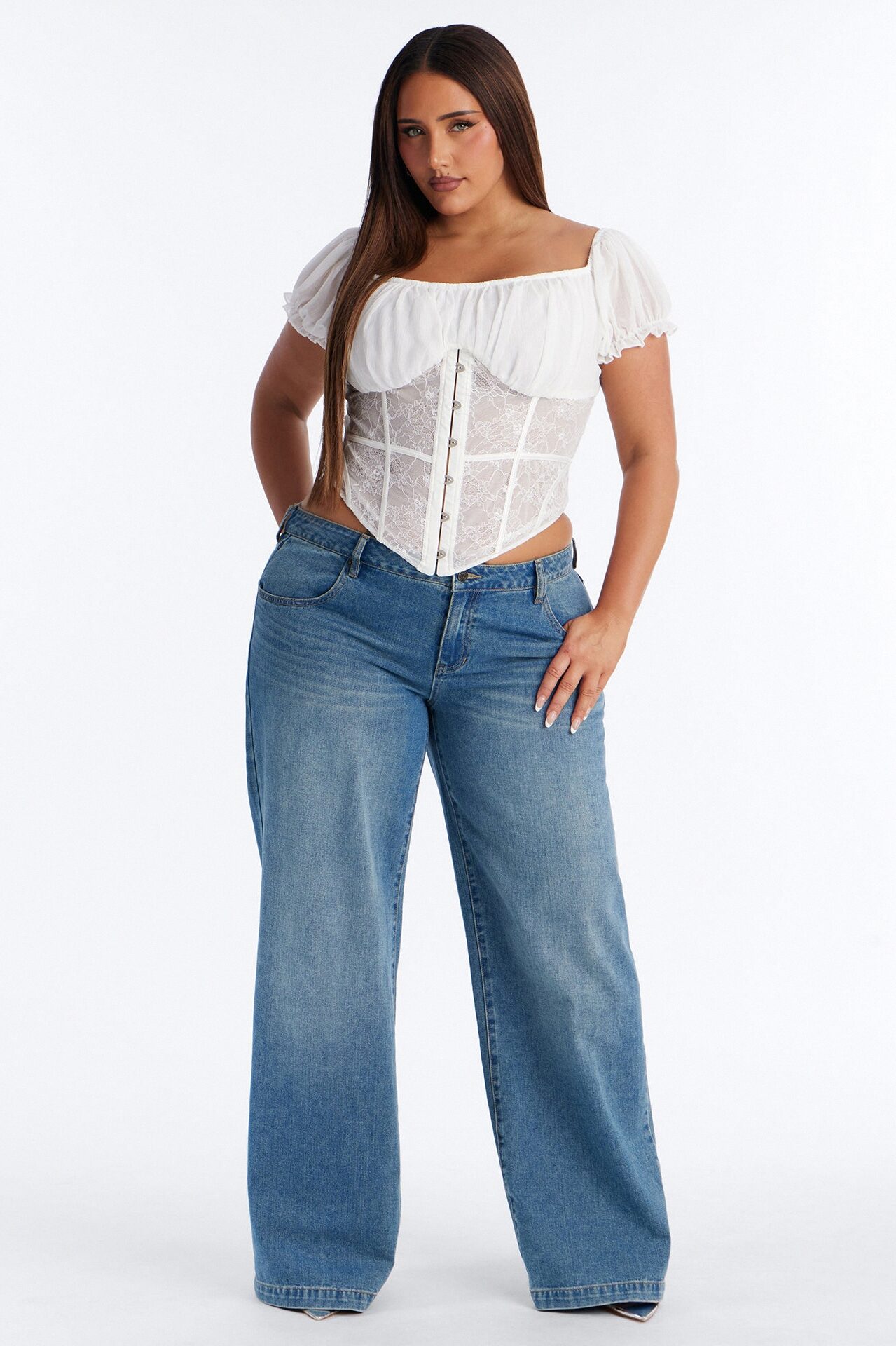 Love Me Slowly Lace Up Corset - White