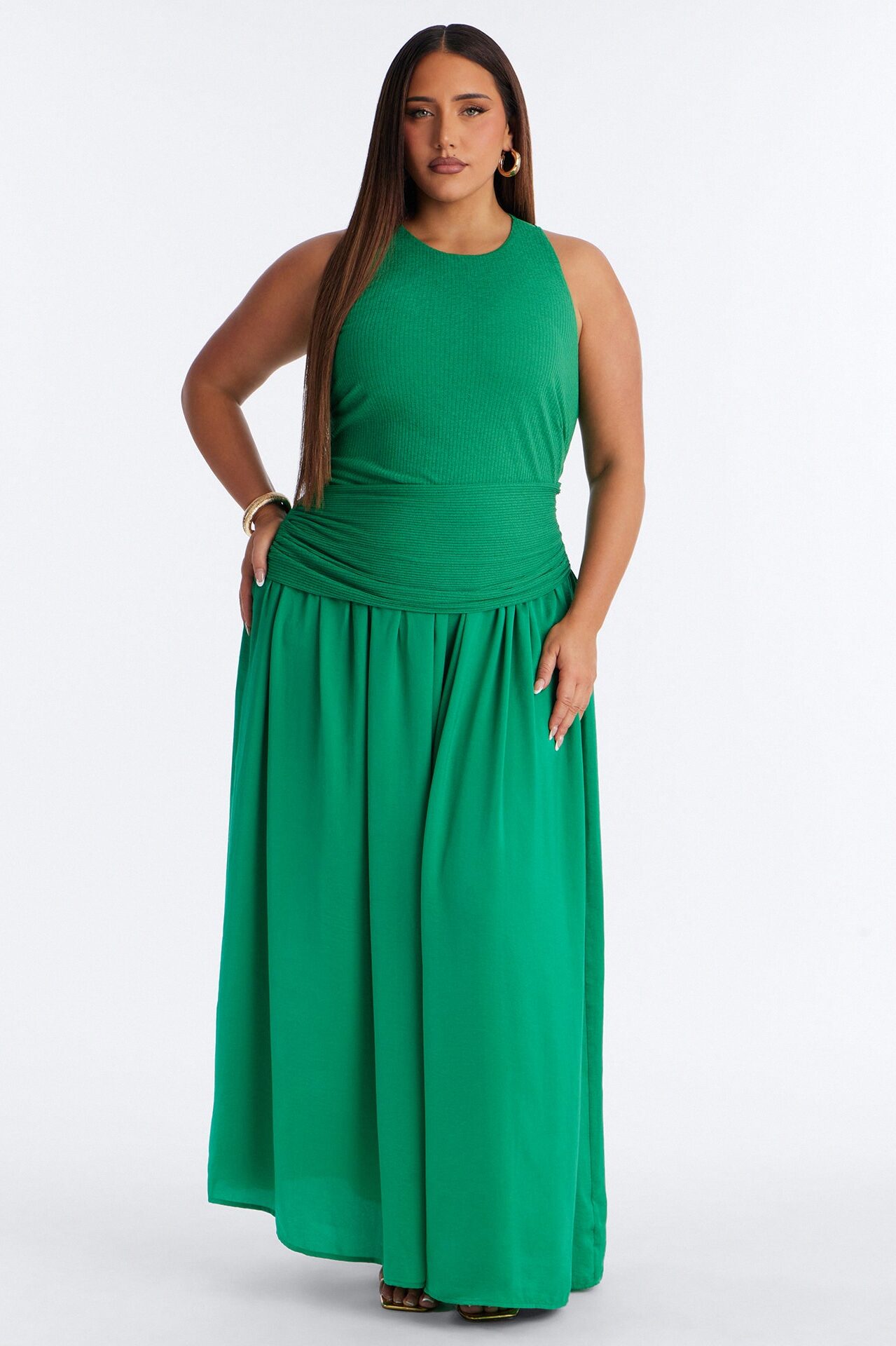 Soho Sleeveless Ribbed Maxi Dress - Kelly Green