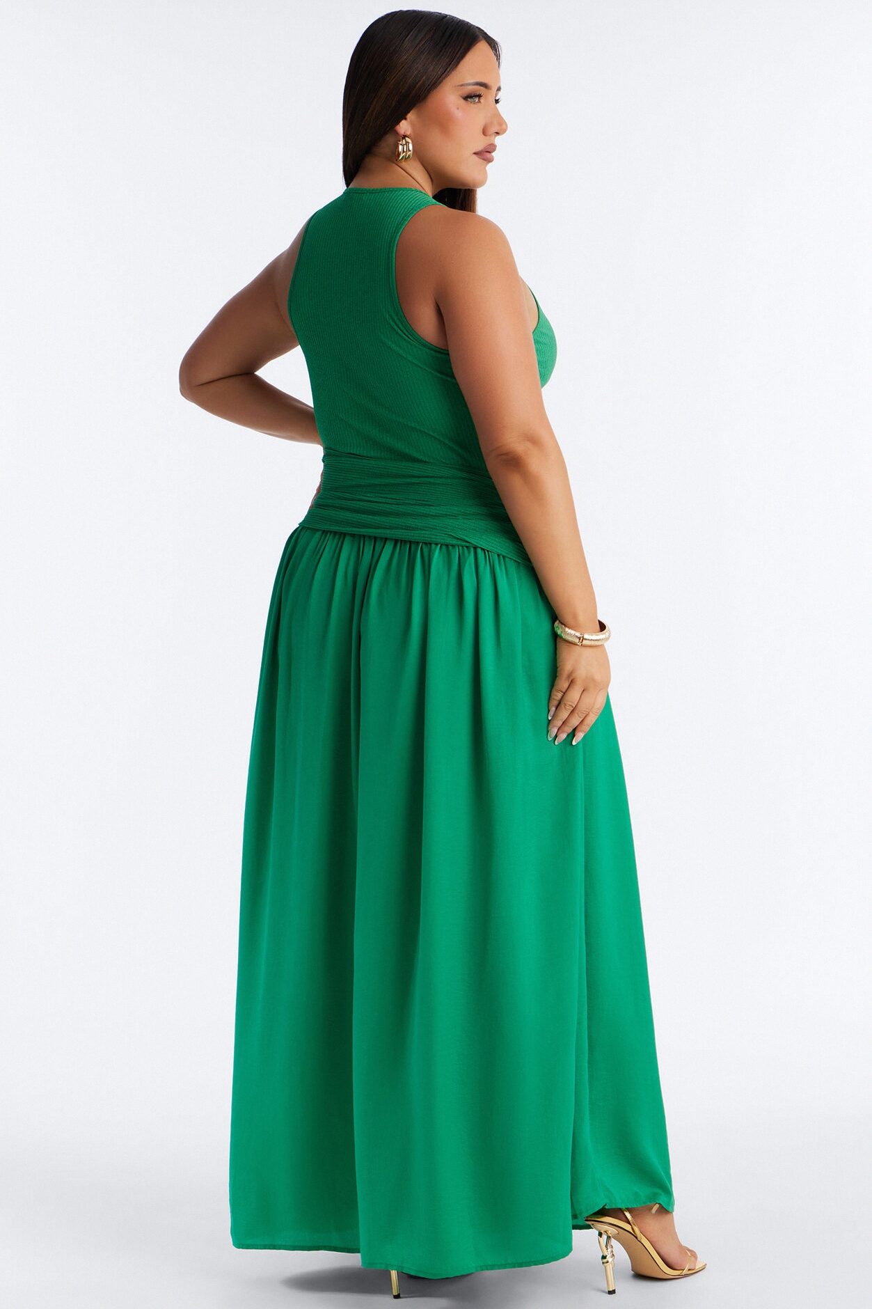 Soho Sleeveless Ribbed Maxi Dress - Kelly Green