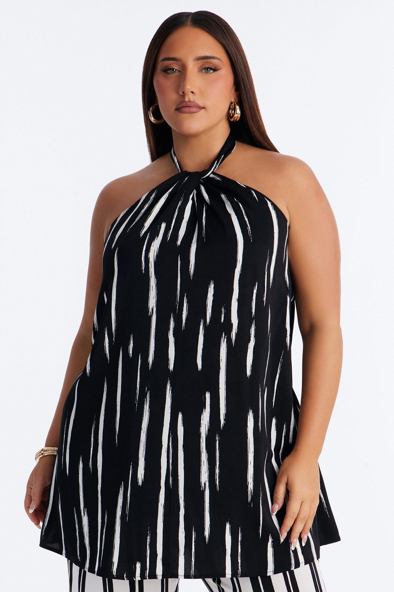Mariyah Striped Wide Leg Jumpsuit - Black/White