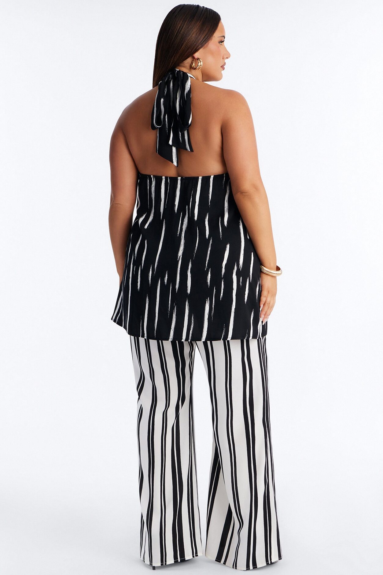 Mariyah Striped Wide Leg Jumpsuit - Black/White