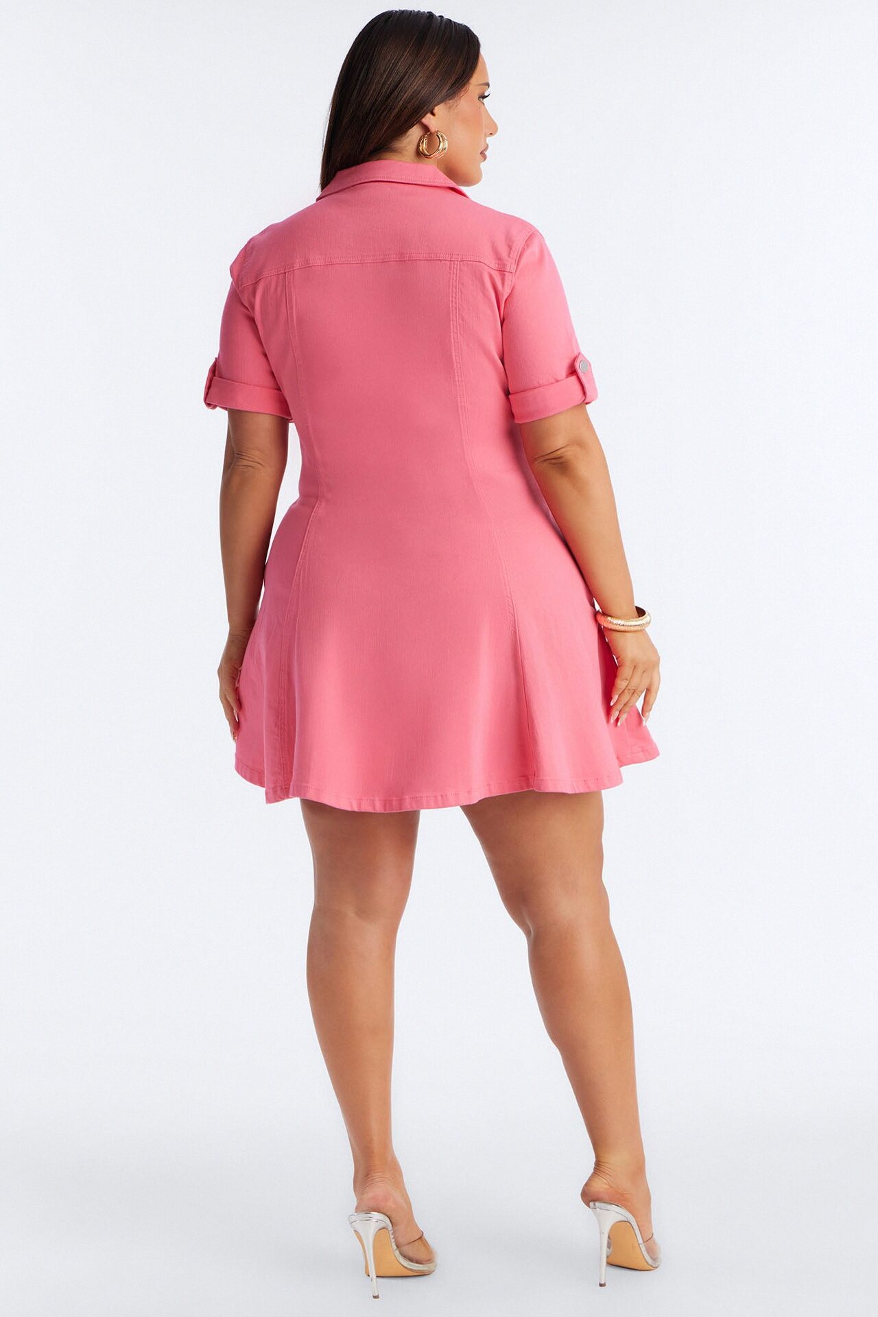 Raven Stretch Denim Mini Dress - Pink