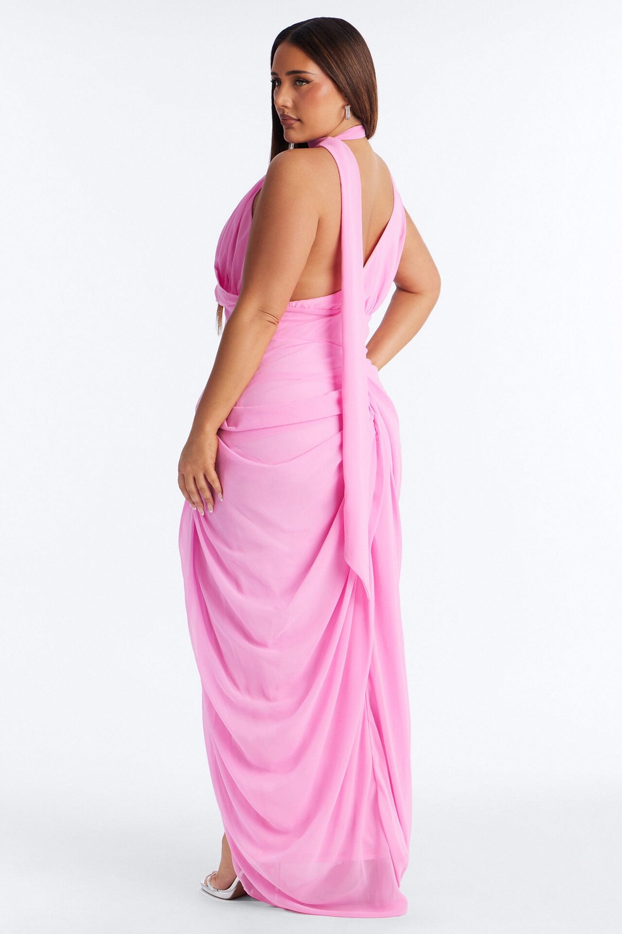Main Character Ruched Chiffon Gown - Light Pink