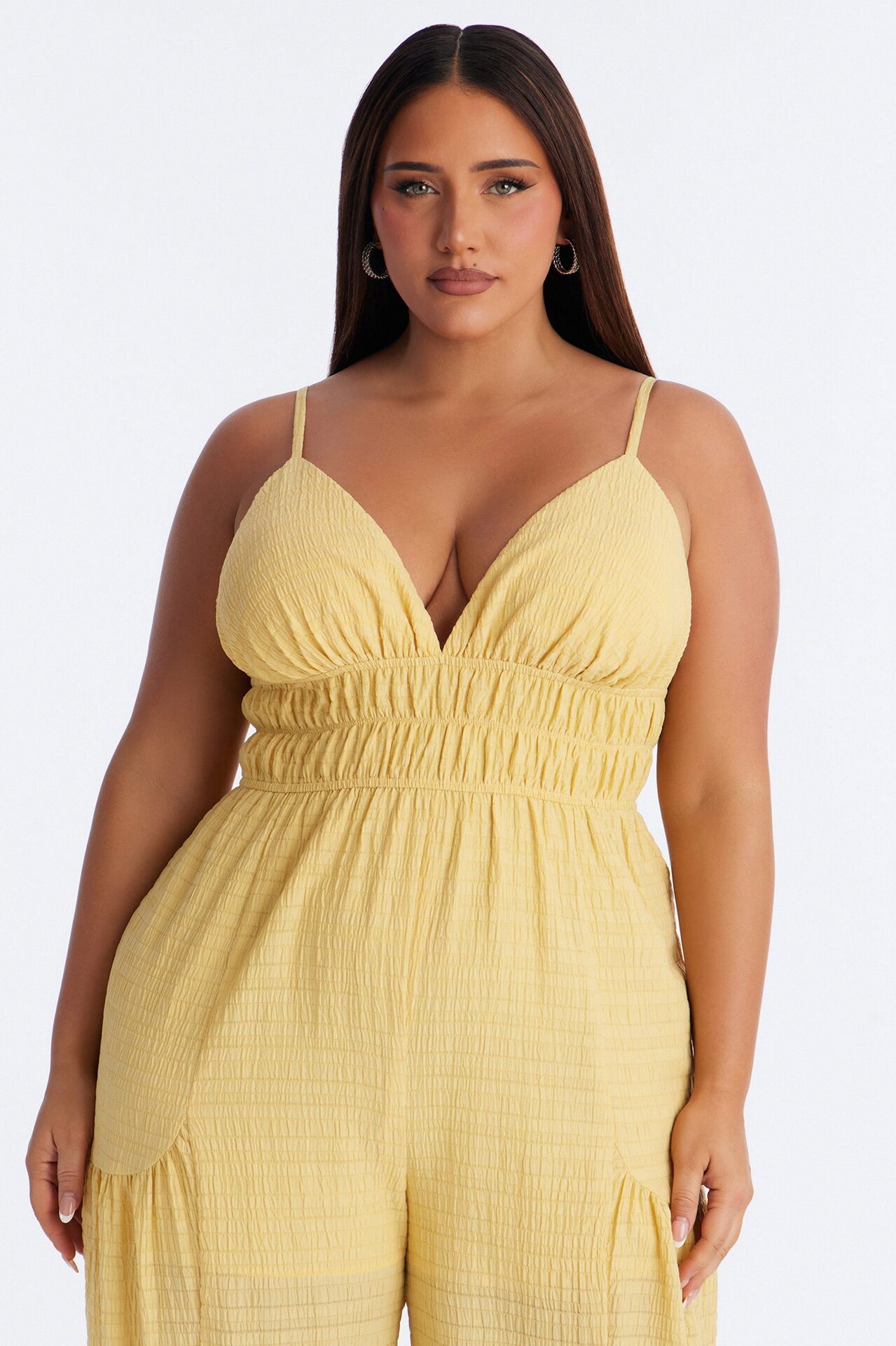 Anabella Tiered Wide Leg Jumpsuit - Yellow