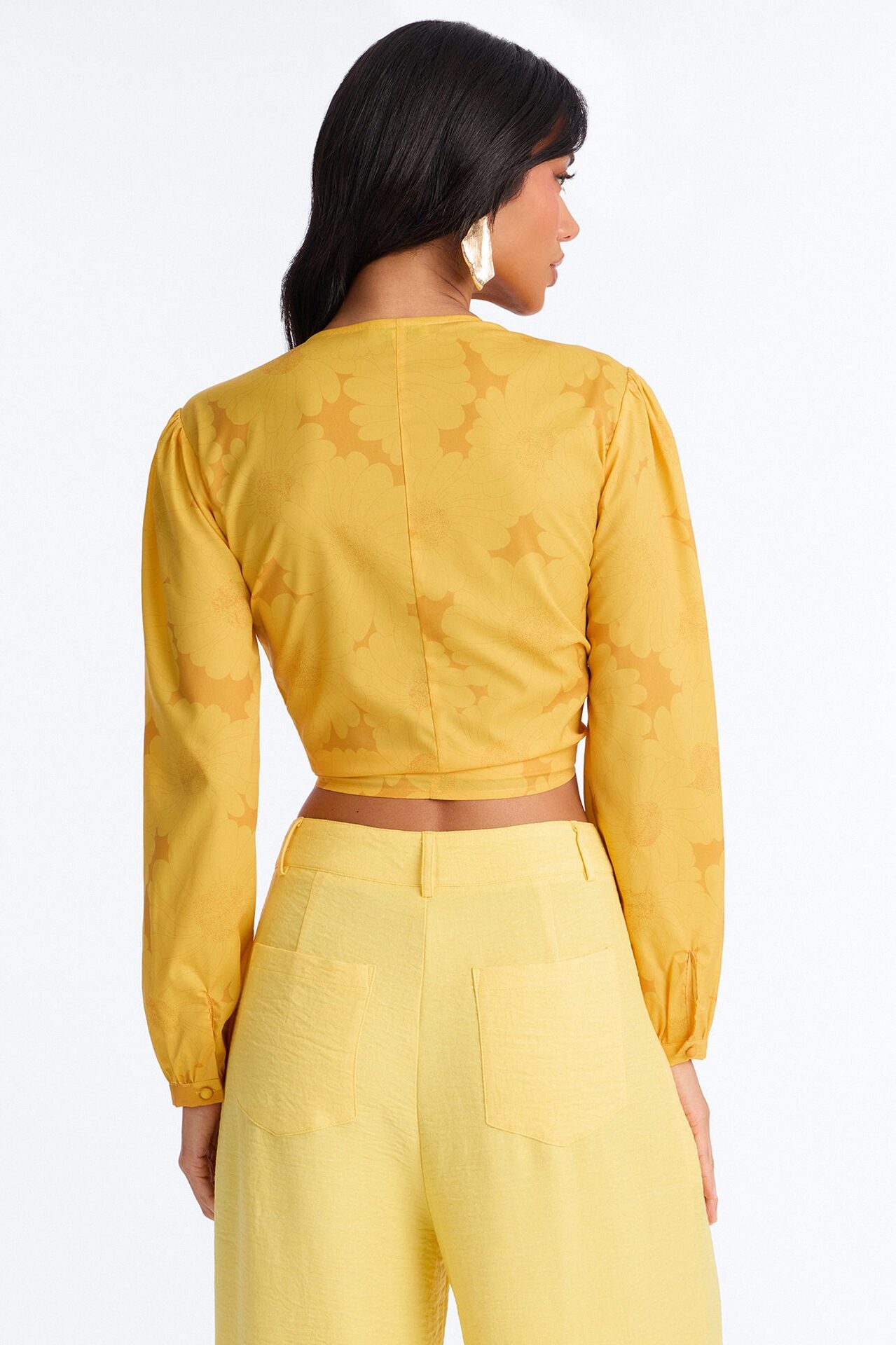 Summer Breeze Therapy Floral Satin Top - Yellow