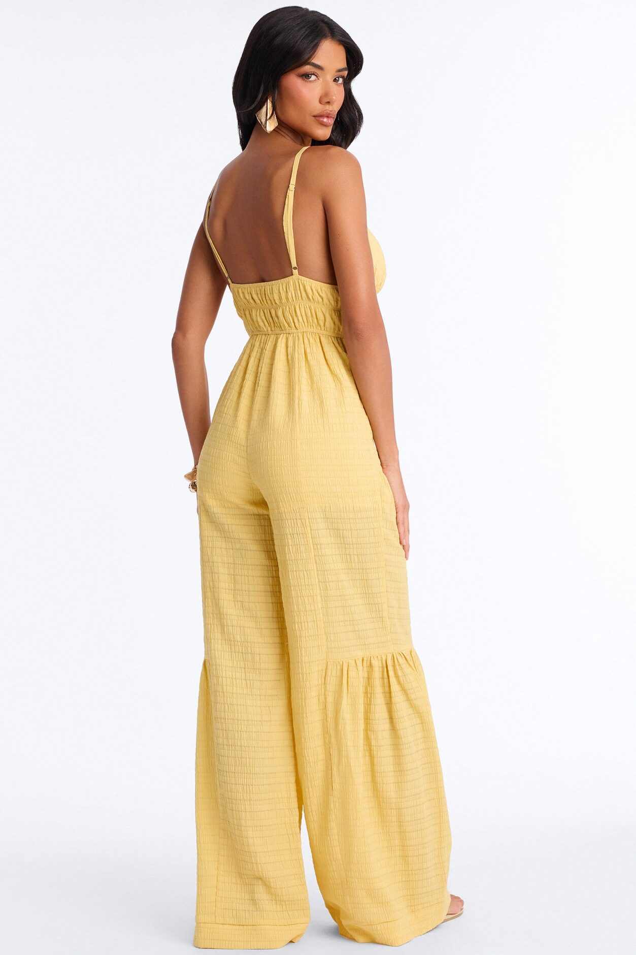 Anabella Tiered Wide Leg Jumpsuit - Yellow