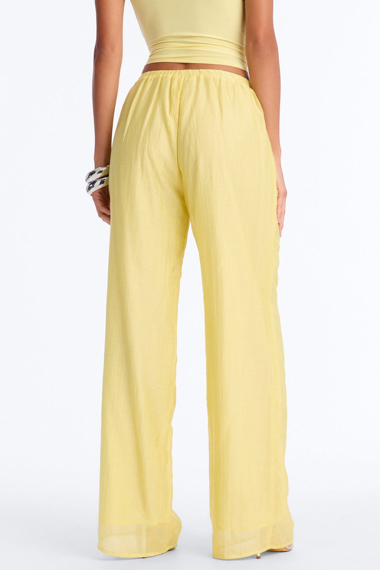 Vacay Babe Textured Wide Leg Pant - Butter Yellow