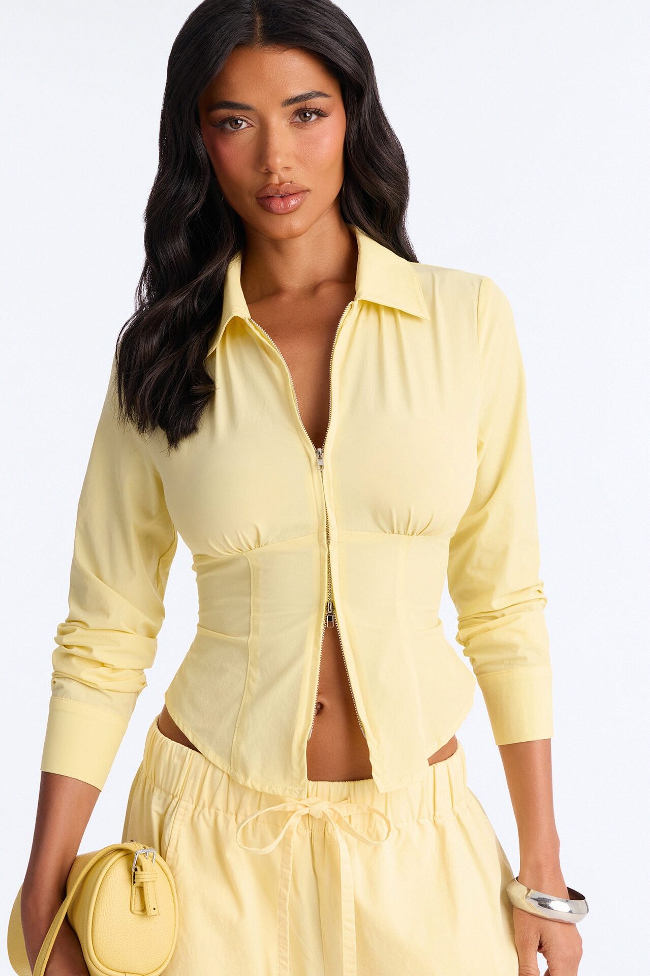 Laurel Zip Front Top - Butter Yellow