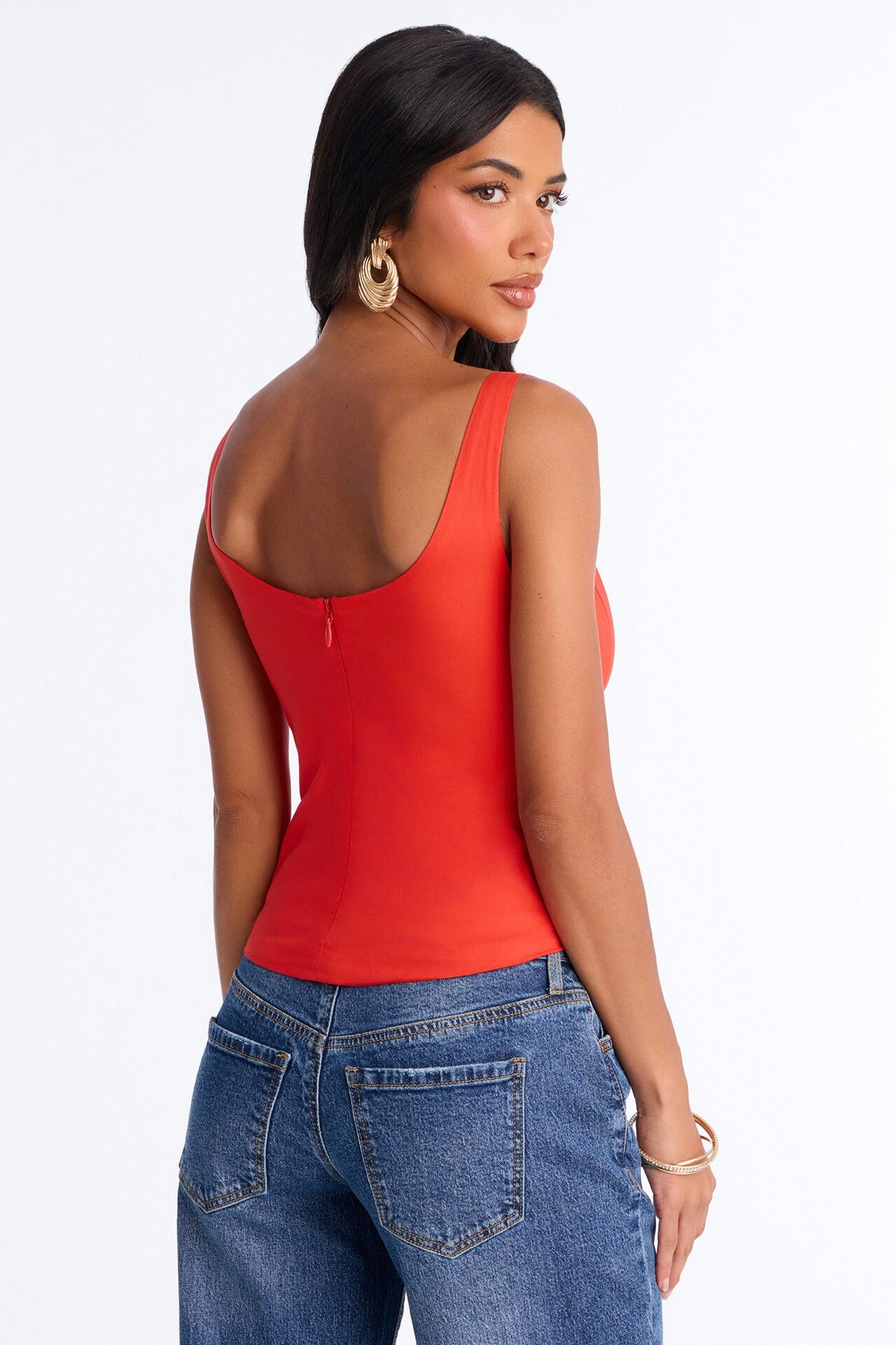 Sweetheart Peplum Babydoll Top - Orange