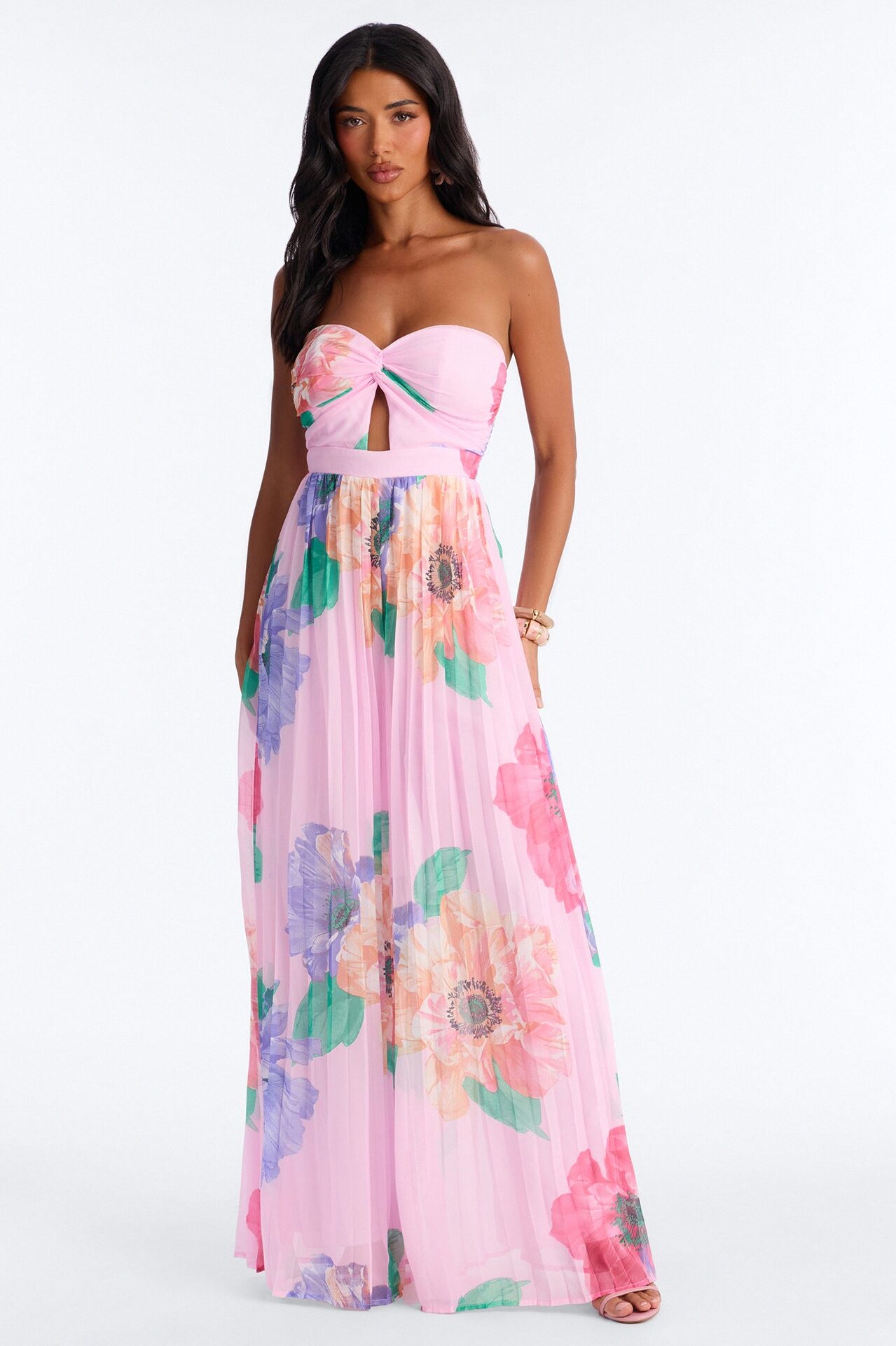 Chelley Chiffon Floral Wide Leg Jumpsuit - Pink