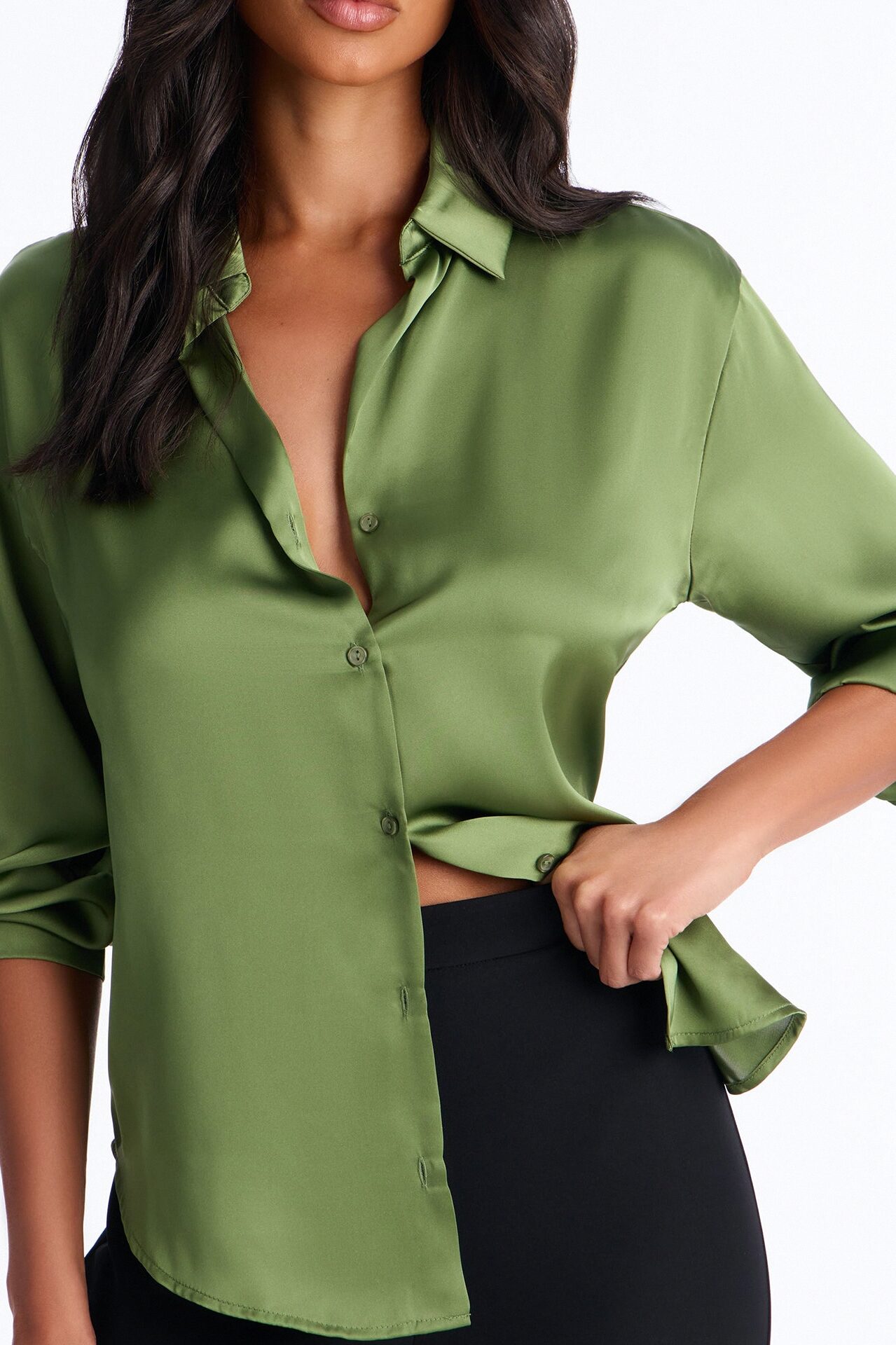 Dreams And Delight Satin Shirt - Green