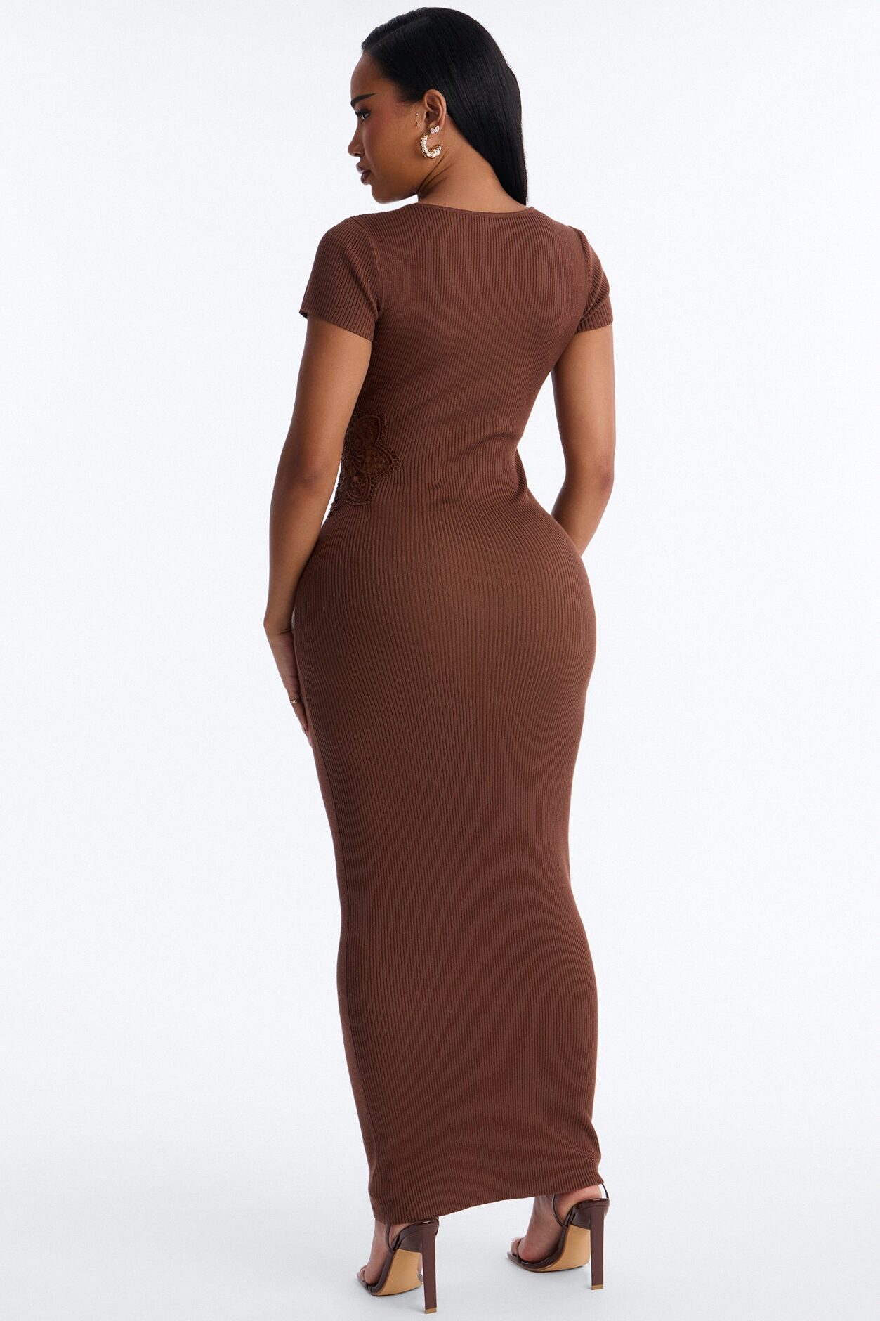 Zariah Ribbed Maxi Dress - Brown