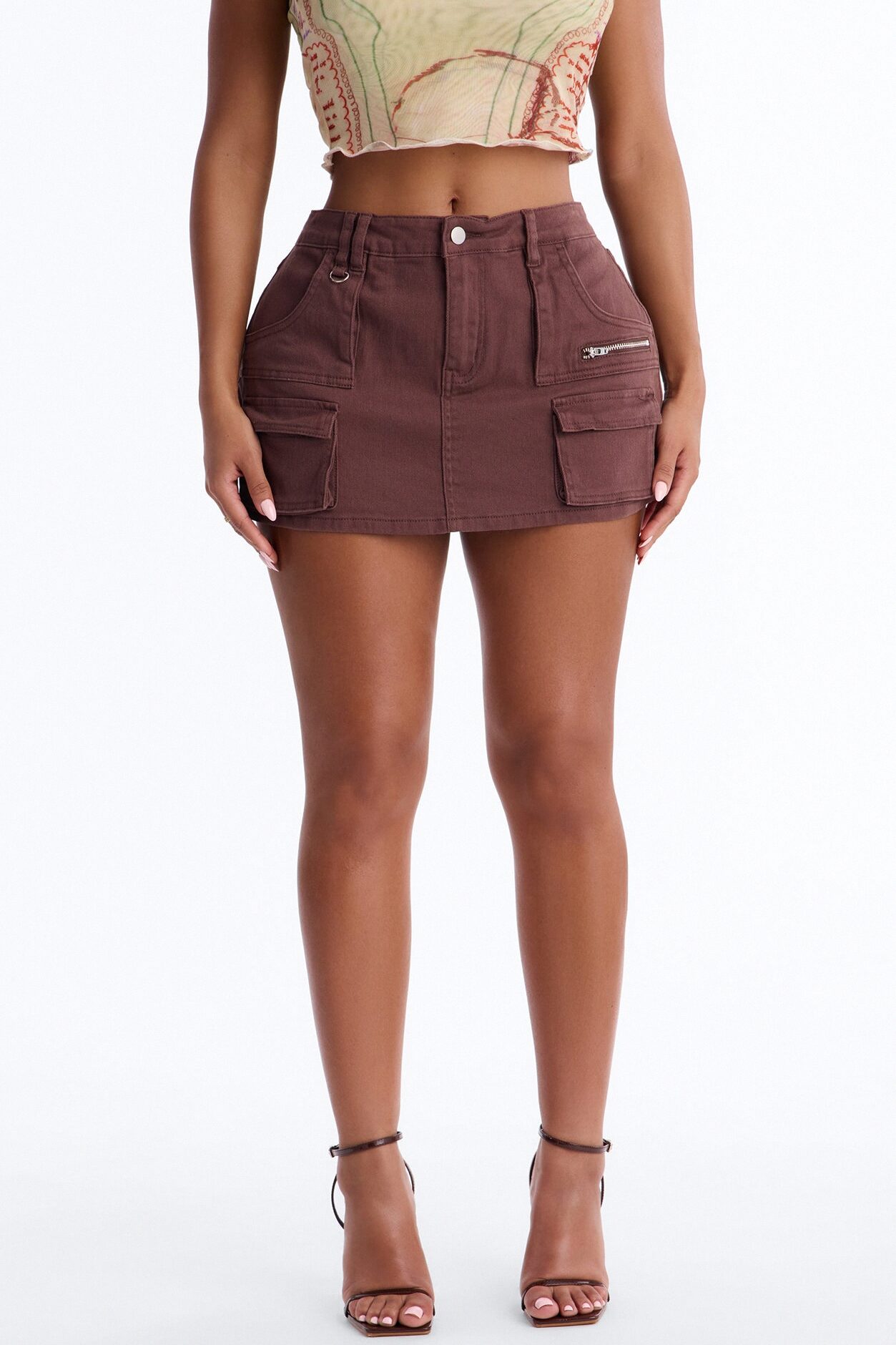 Feel The Pressure Cargo Mini Skort - Brown