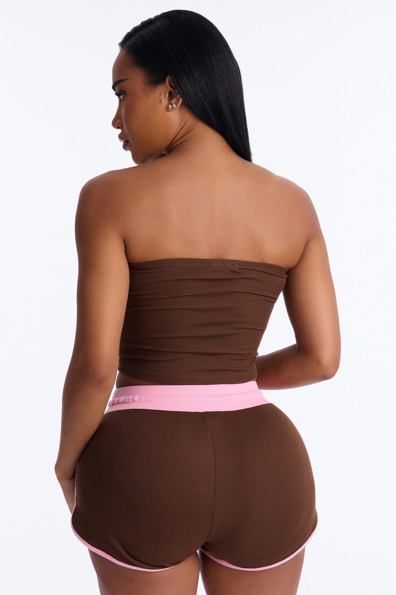 Miami 24 Ribbed Short Set - Brown