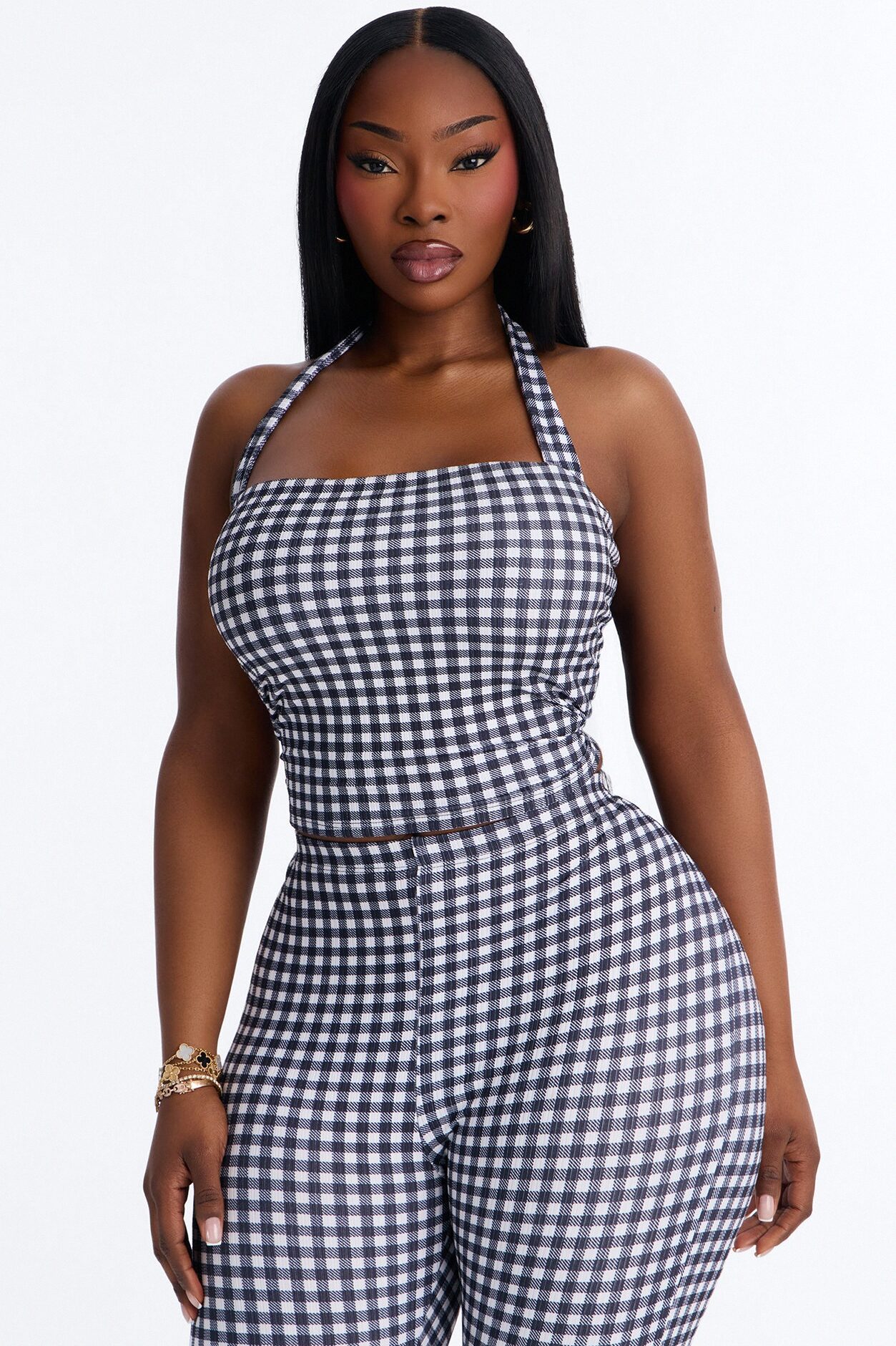 Annie Gingham Capri Set - Black/White