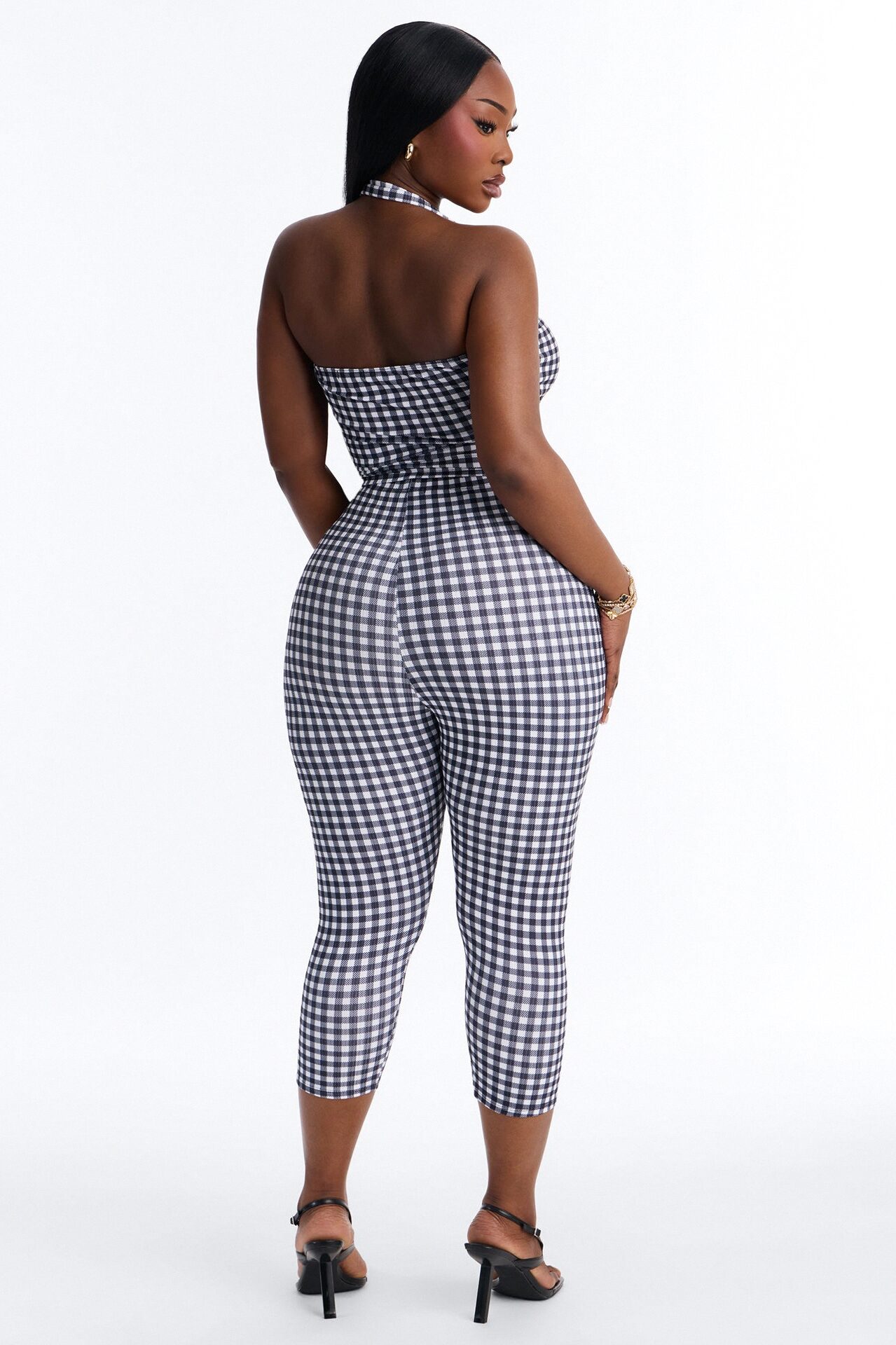 Annie Gingham Capri Set - Black/White