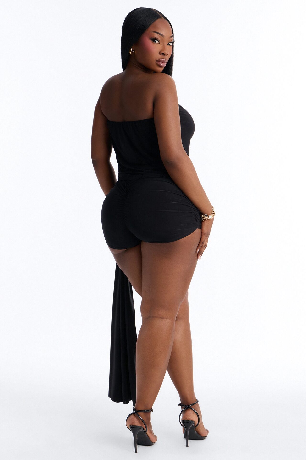 Aire Draped Micro Romper - Black