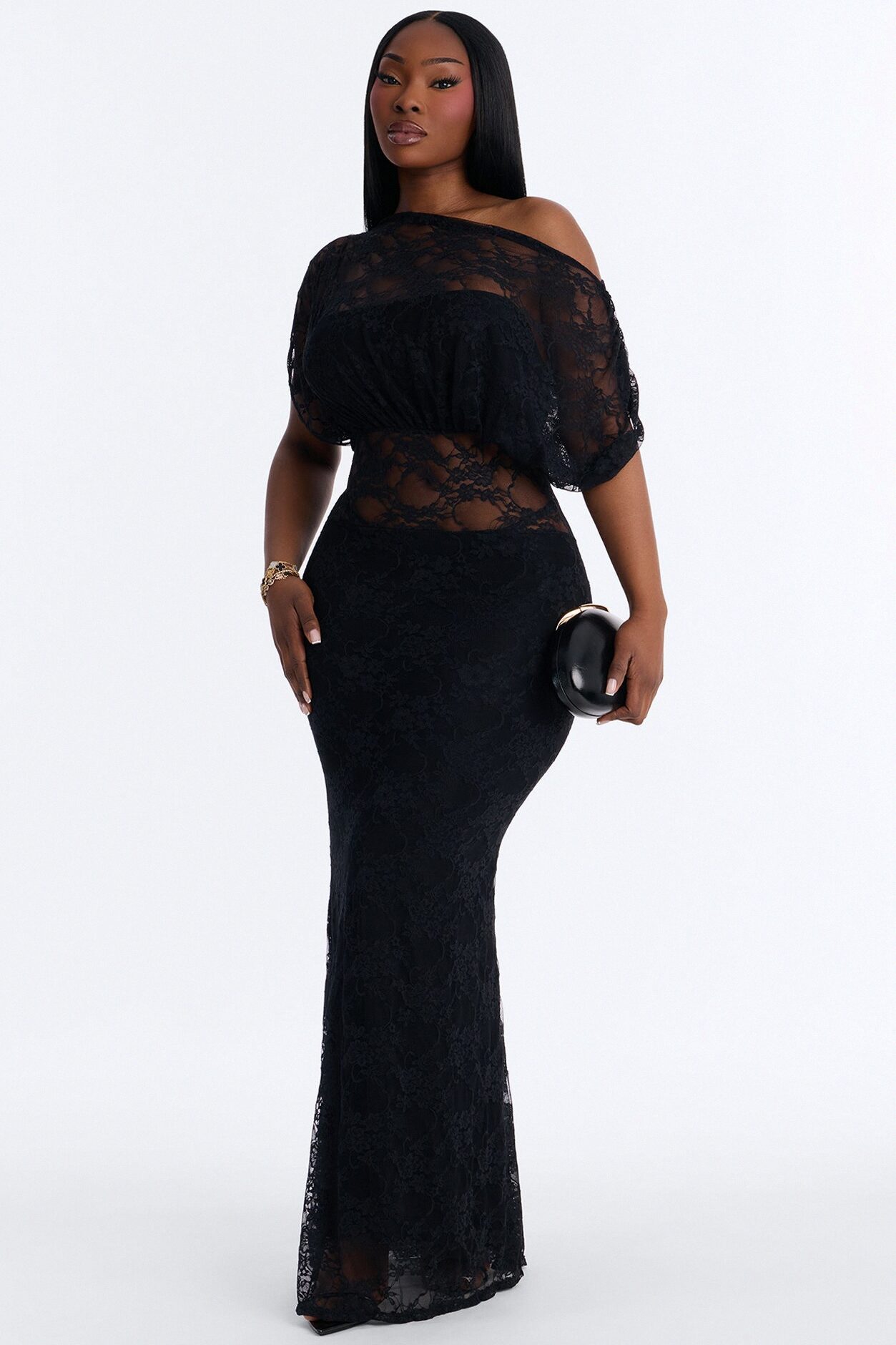 Got Me Wondering Lace Maxi Dress - Black