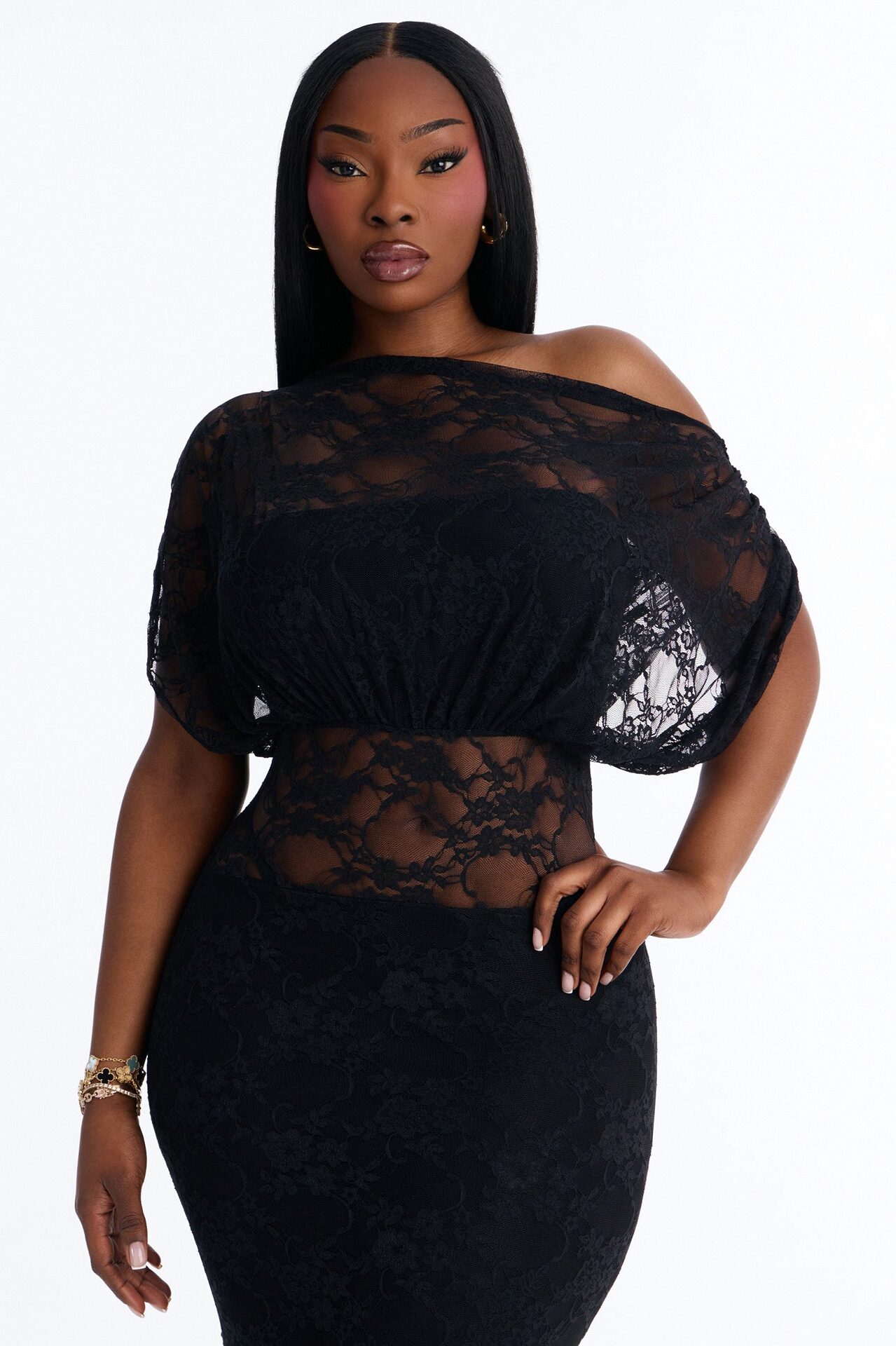 Got Me Wondering Lace Maxi Dress - Black