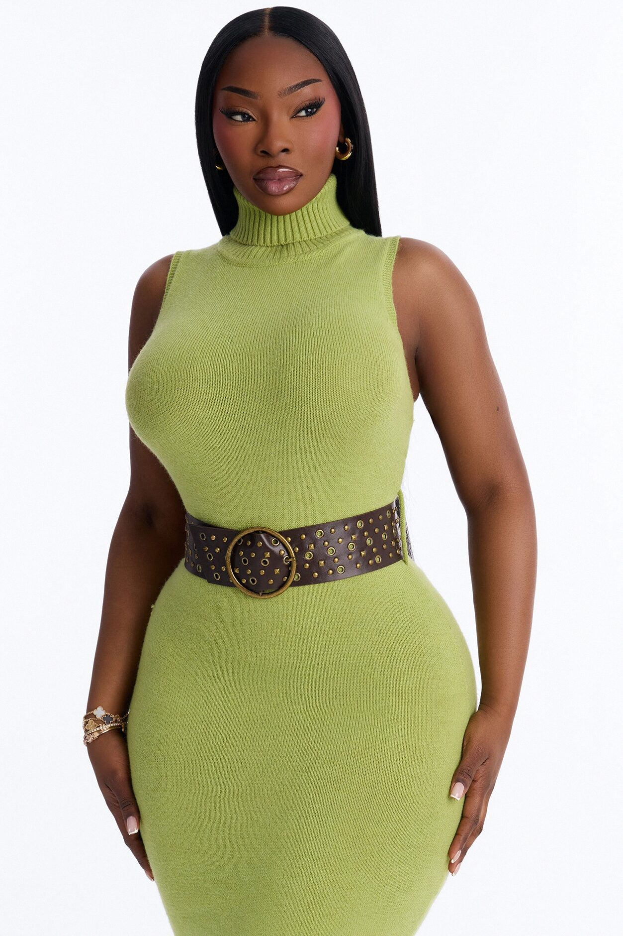Coco Belted Sweater Maxi Dress - Sage