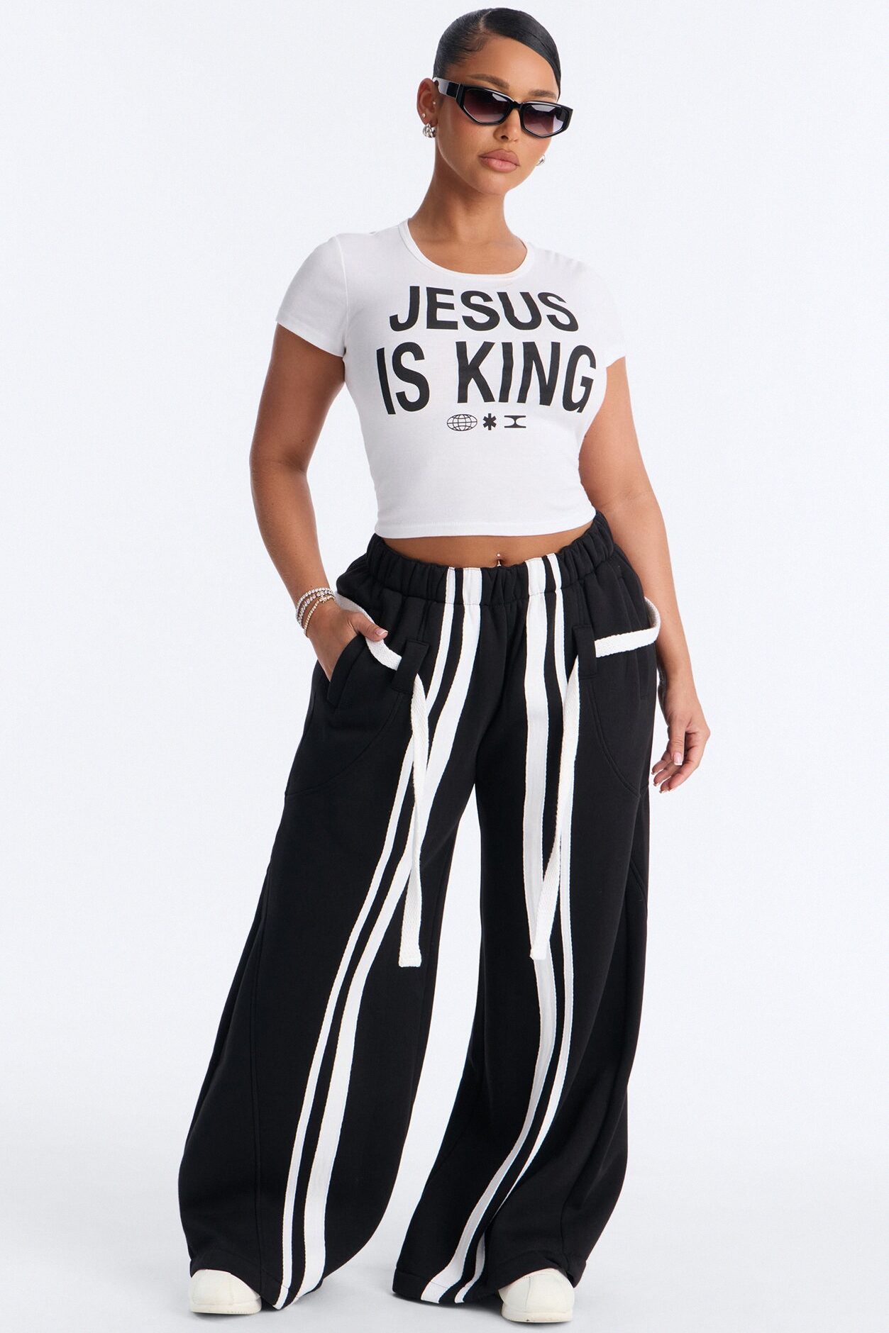 Jesus Is King Baby Tee - White