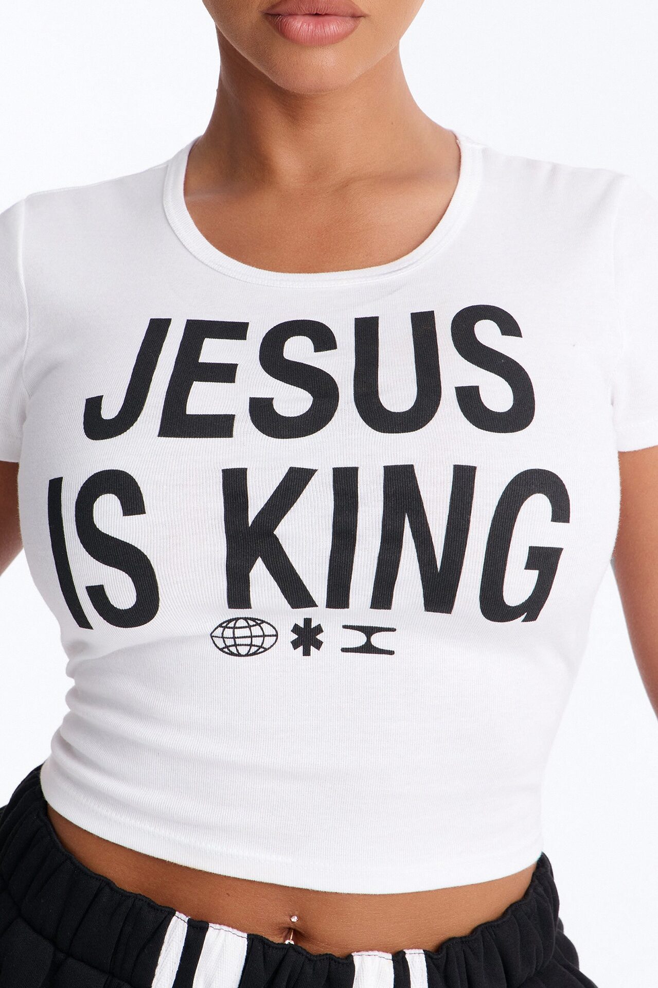 Jesus Is King Baby Tee - White