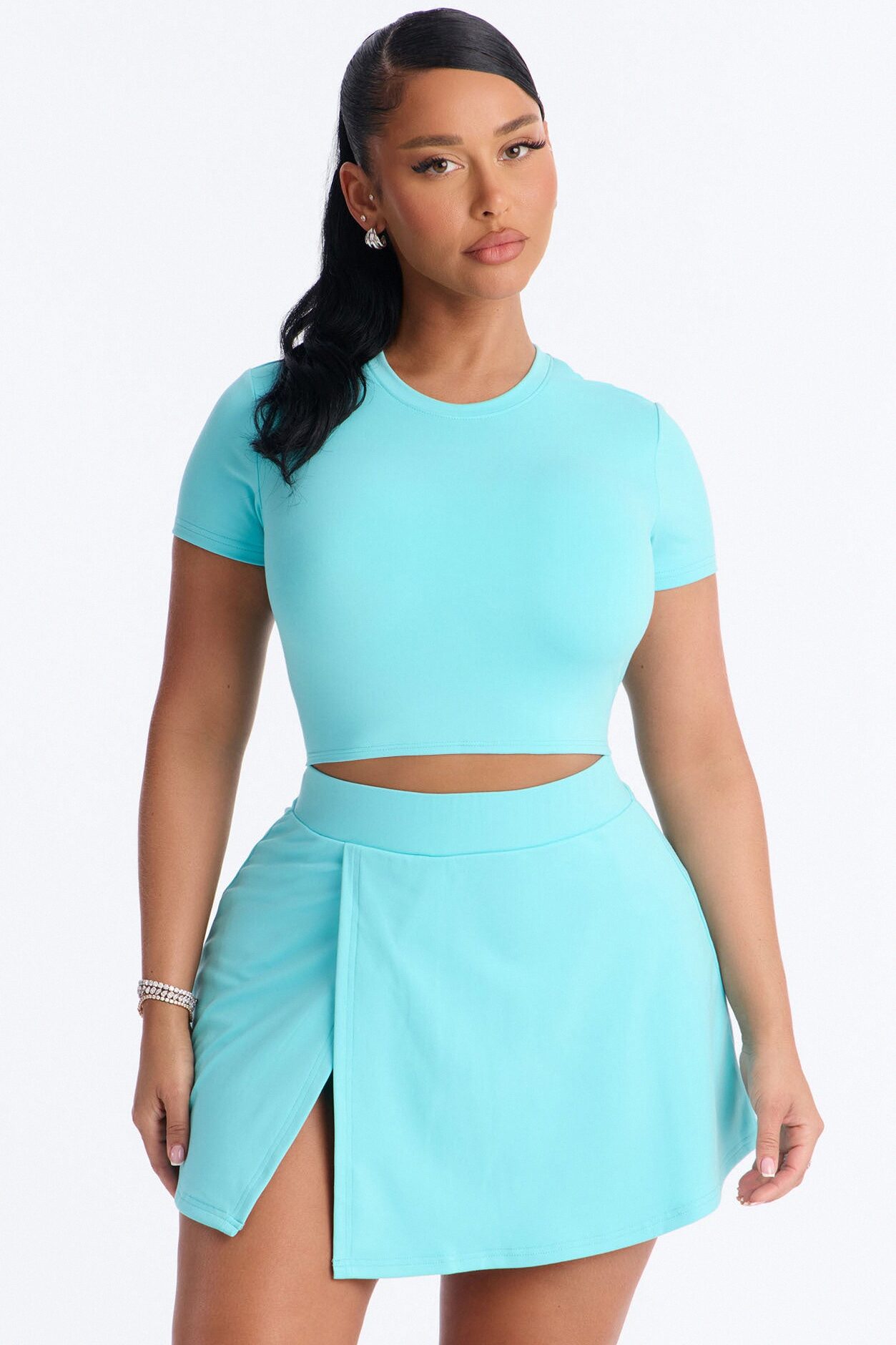 Sandy Mini Skirt Set - Aqua